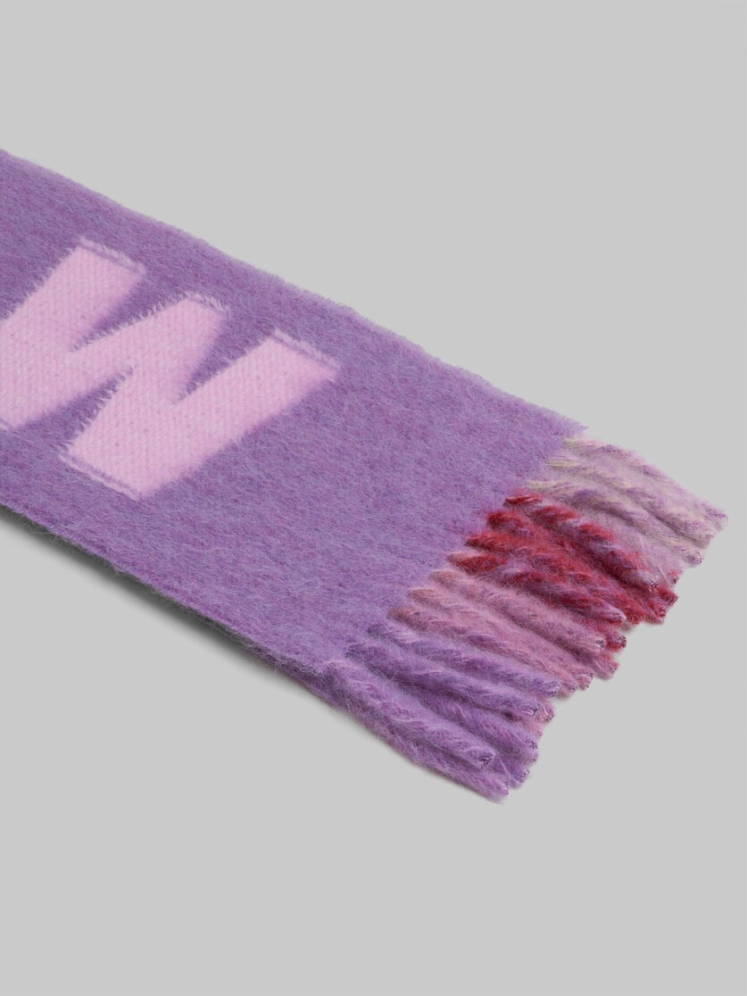 PURPLE MOHAIR AND WOOL SCARF WITH MAXI LOGO - 4