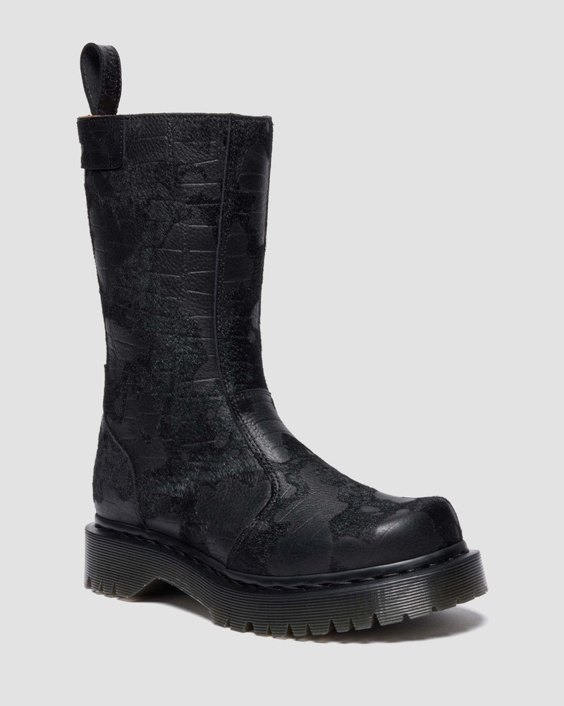 Dr. Martens REJENA Hair On Croc Emboss Leather Boots outlook