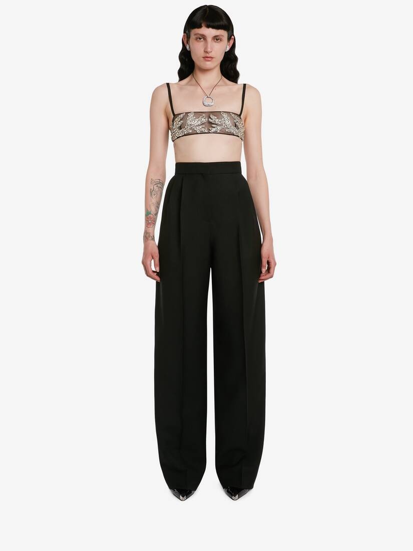 Women's Wide Leg Trousers in Black - 2