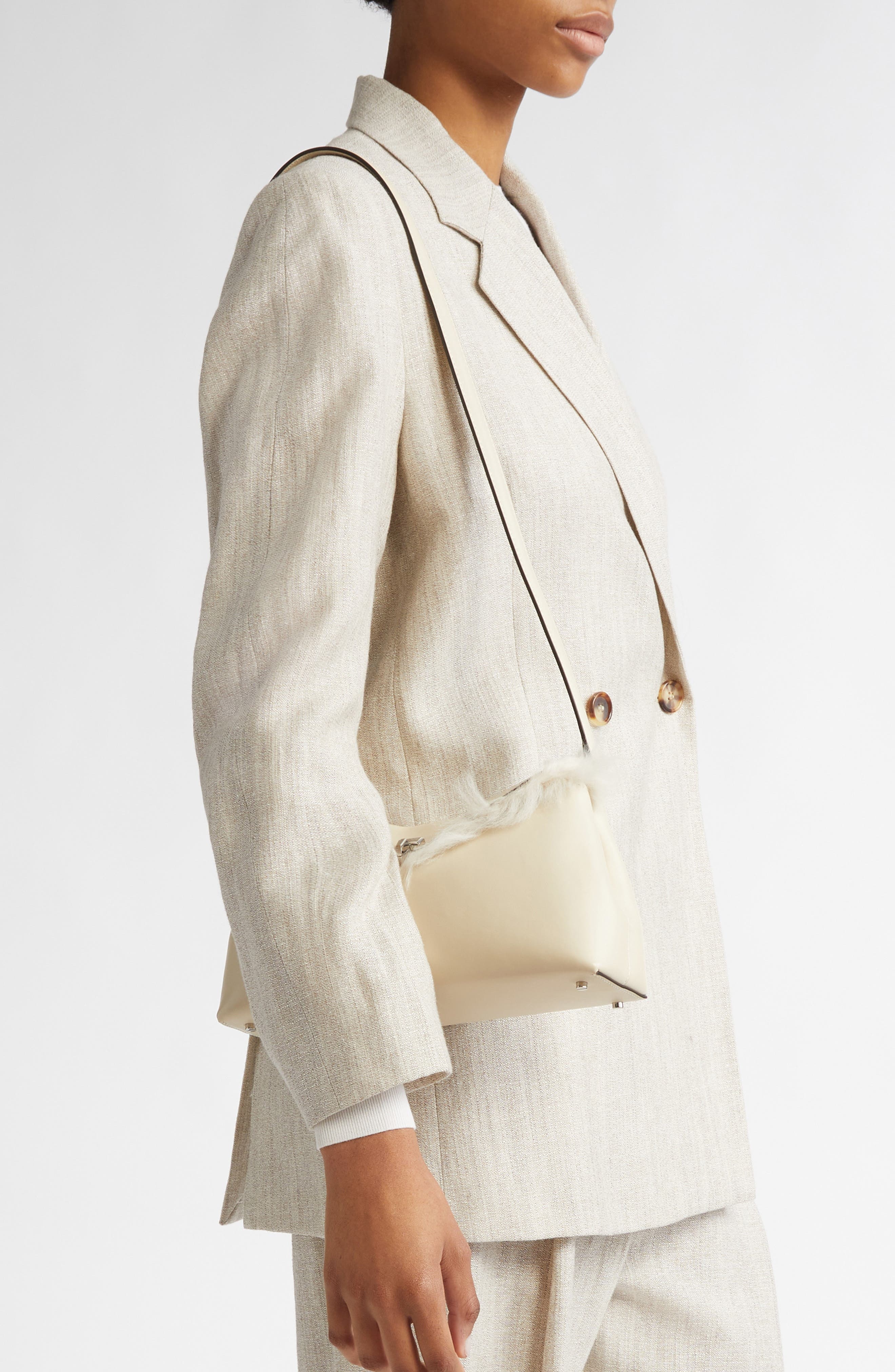 TOTEME T-Lock Genuine Shearling Clutch in Ecru at Nordstrom - 2