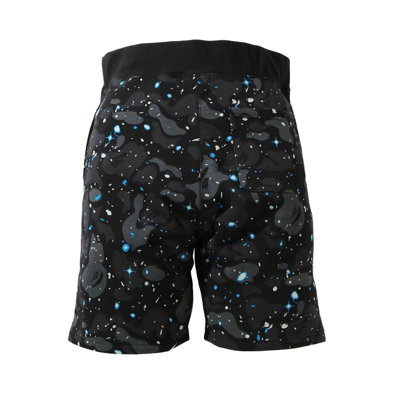 A BATHING APE® BAPE Space Camo Shark Sweat Shorts 'Black' outlook