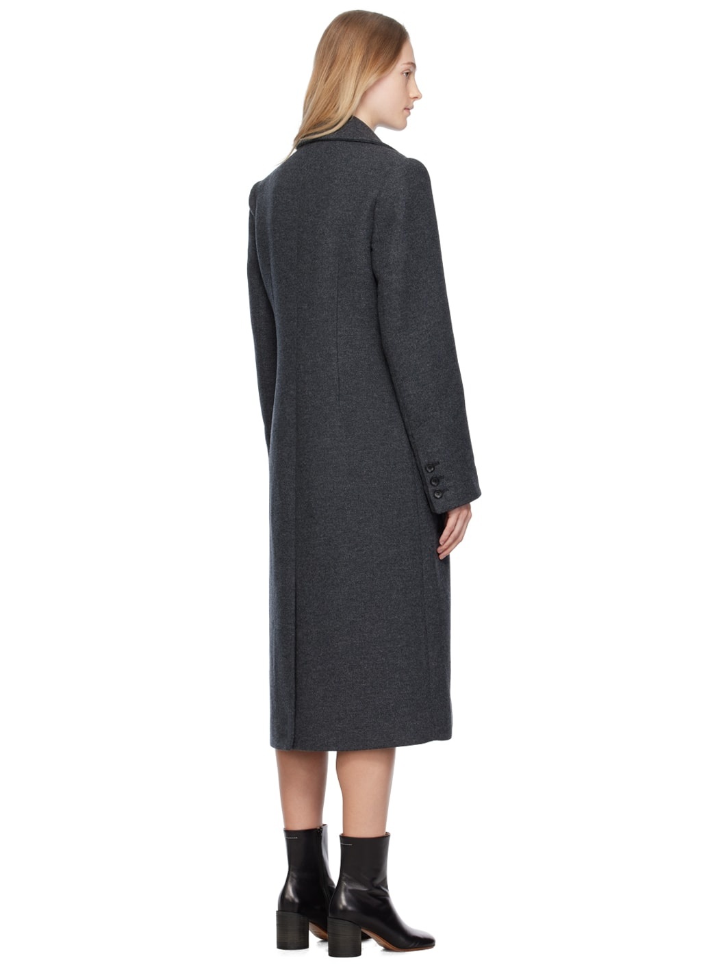 Gray Single-Breasted Coat - 3