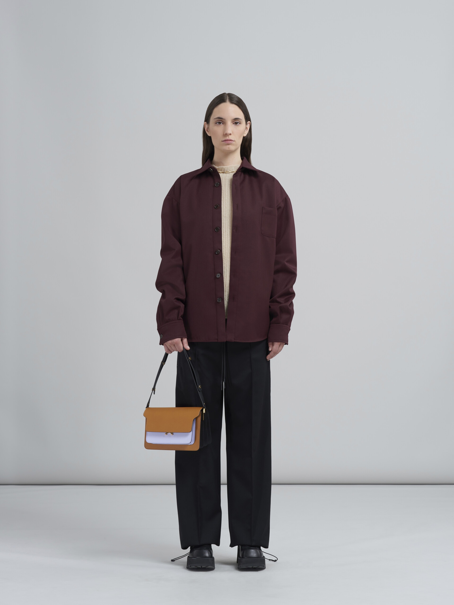 TRUNK MEDIUM BAG IN BROWN LILAC AND BLACK SAFFIANO LEATHER - 2