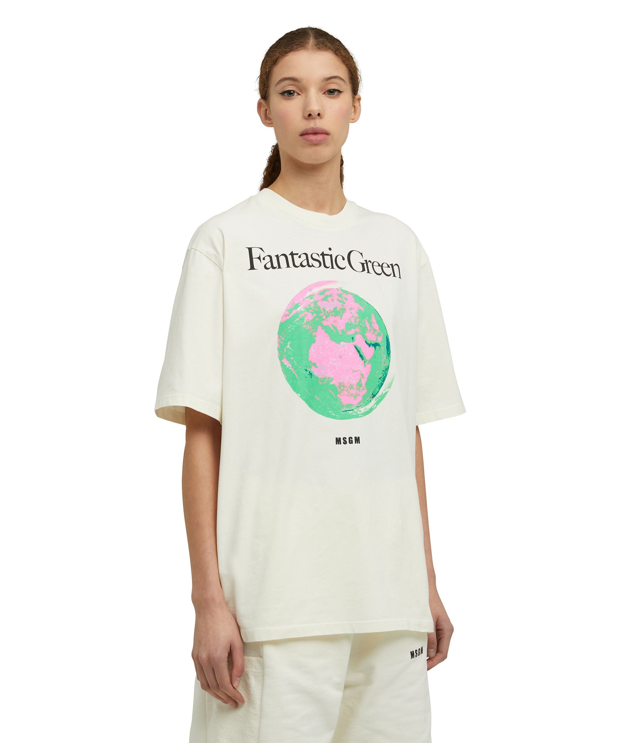 Organic cotton crewneck t-shirt from the MSGM Fantastic Green Capsule - 7