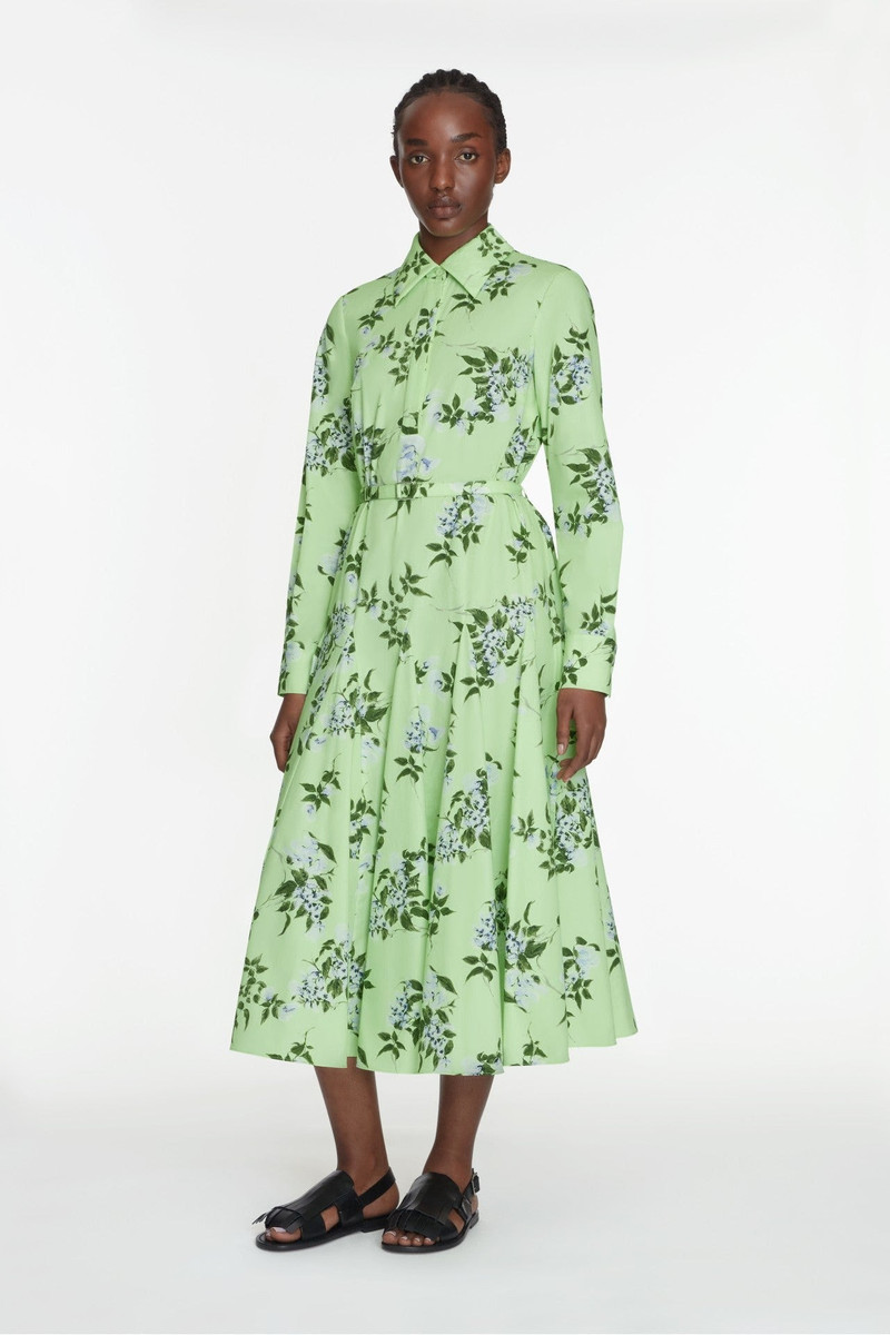 EMILIA WICKSTEAD Marione Dress In Lilac Lillies & Cherry print on Green Organic Cotton outlook