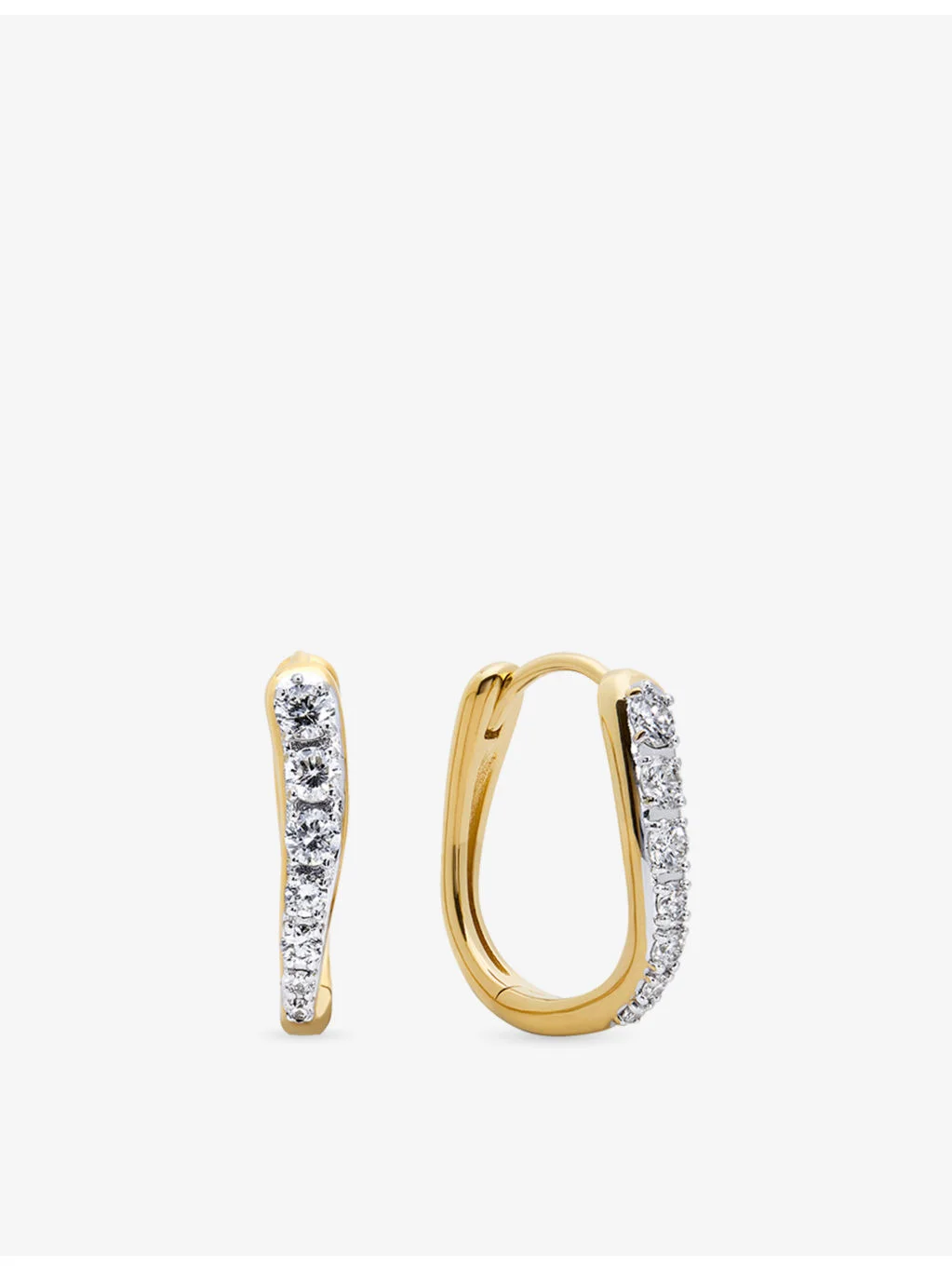 Riva Small 18ct Yellow Gold-Plated Vermeil Sterling-Silver and 0.18ct Lab-Grown Diamond Hoop Earring - 1