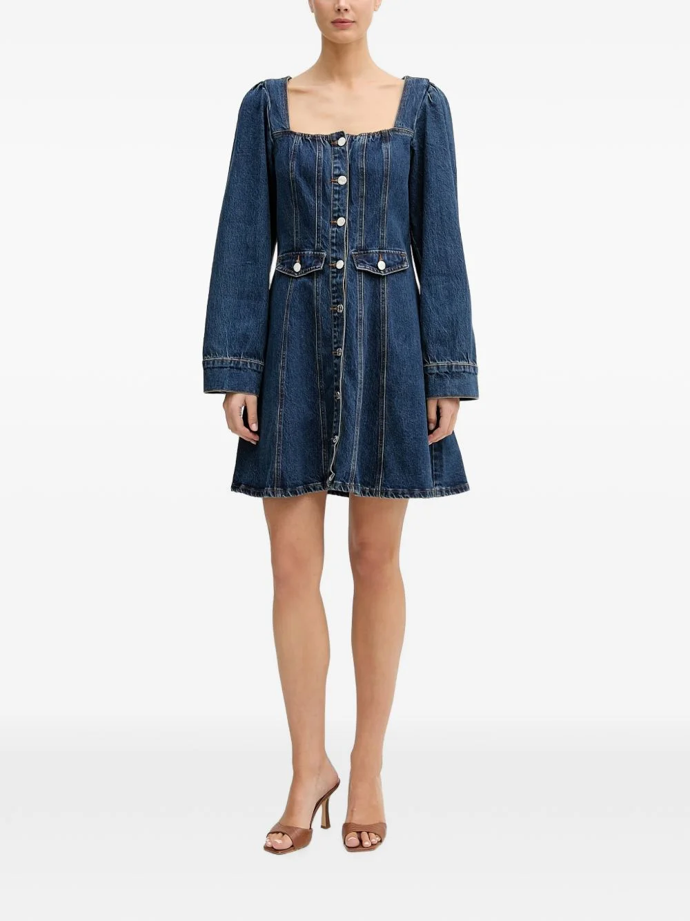 GZsamia button-up denim mini dress - 1