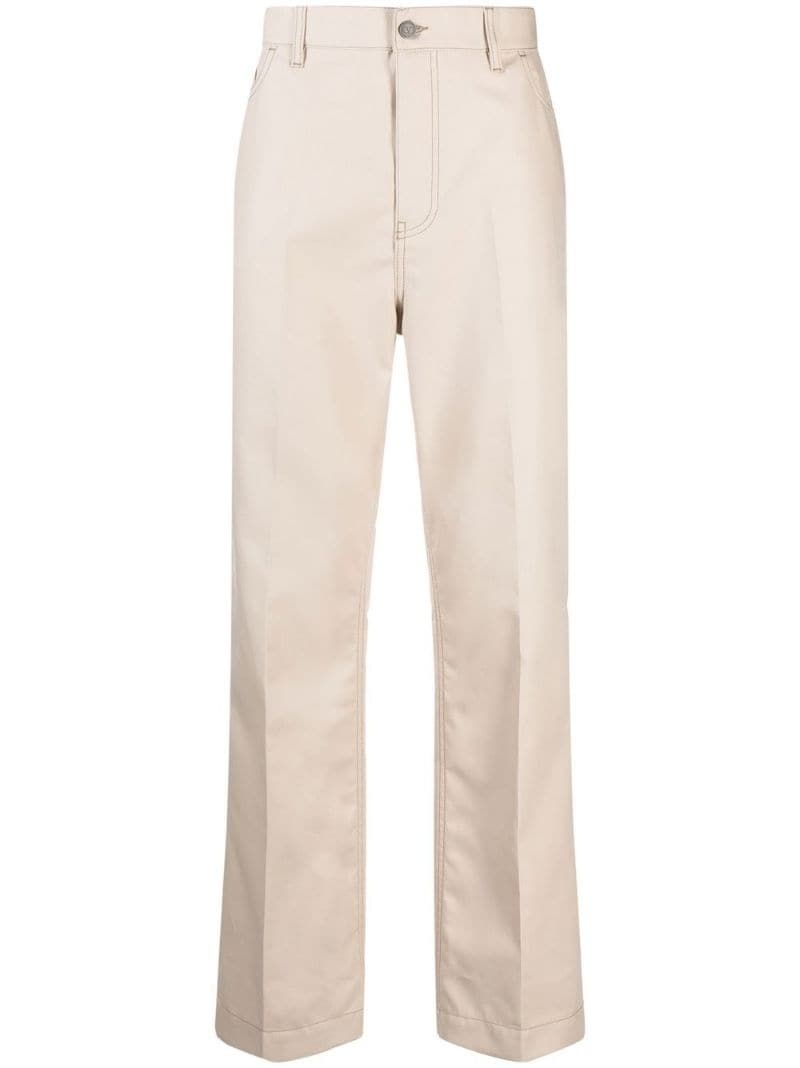 wide-leg contrast-stitch trousers - 1