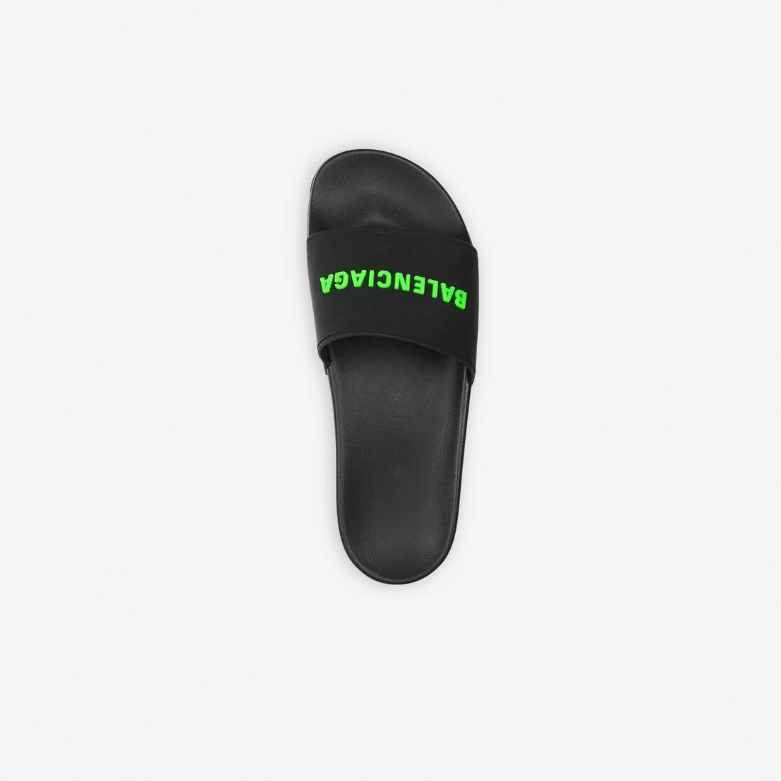 Men's Pool Slide Sandal in Black/fluo Green - 4