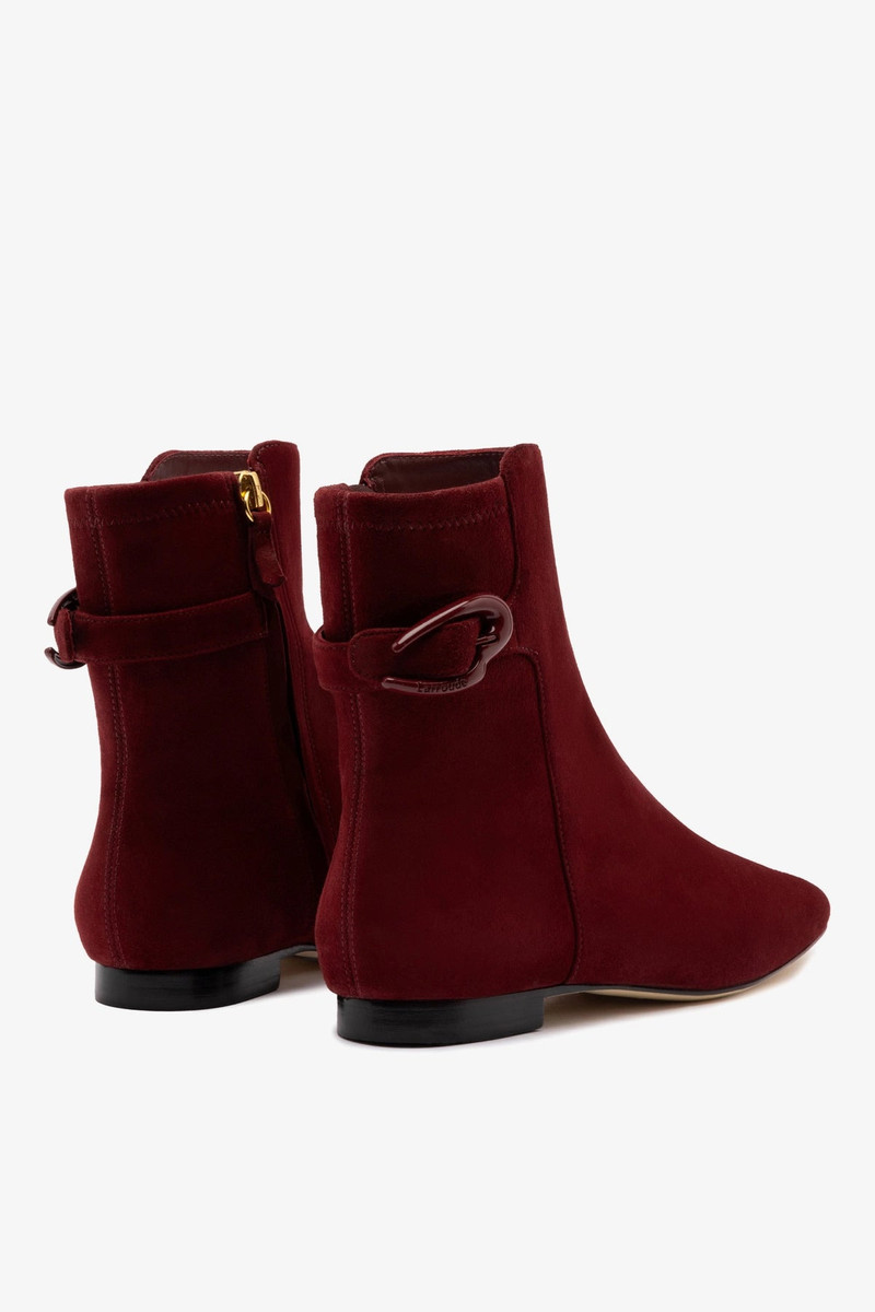 Alexis Verona Flat Boot In Burgundy Suede 4
