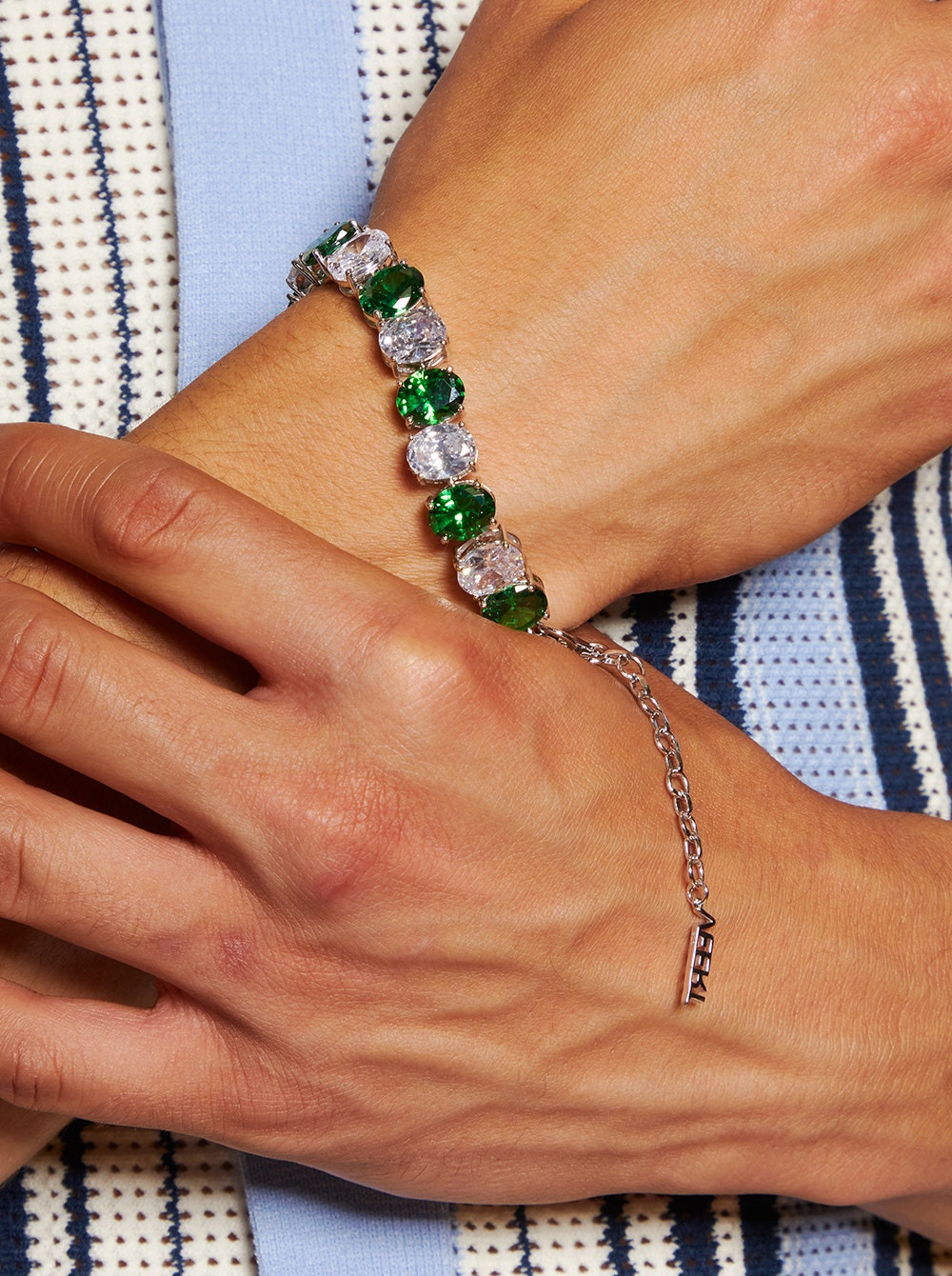 The Clear And Green Tennis Bracelet White Gold - 2