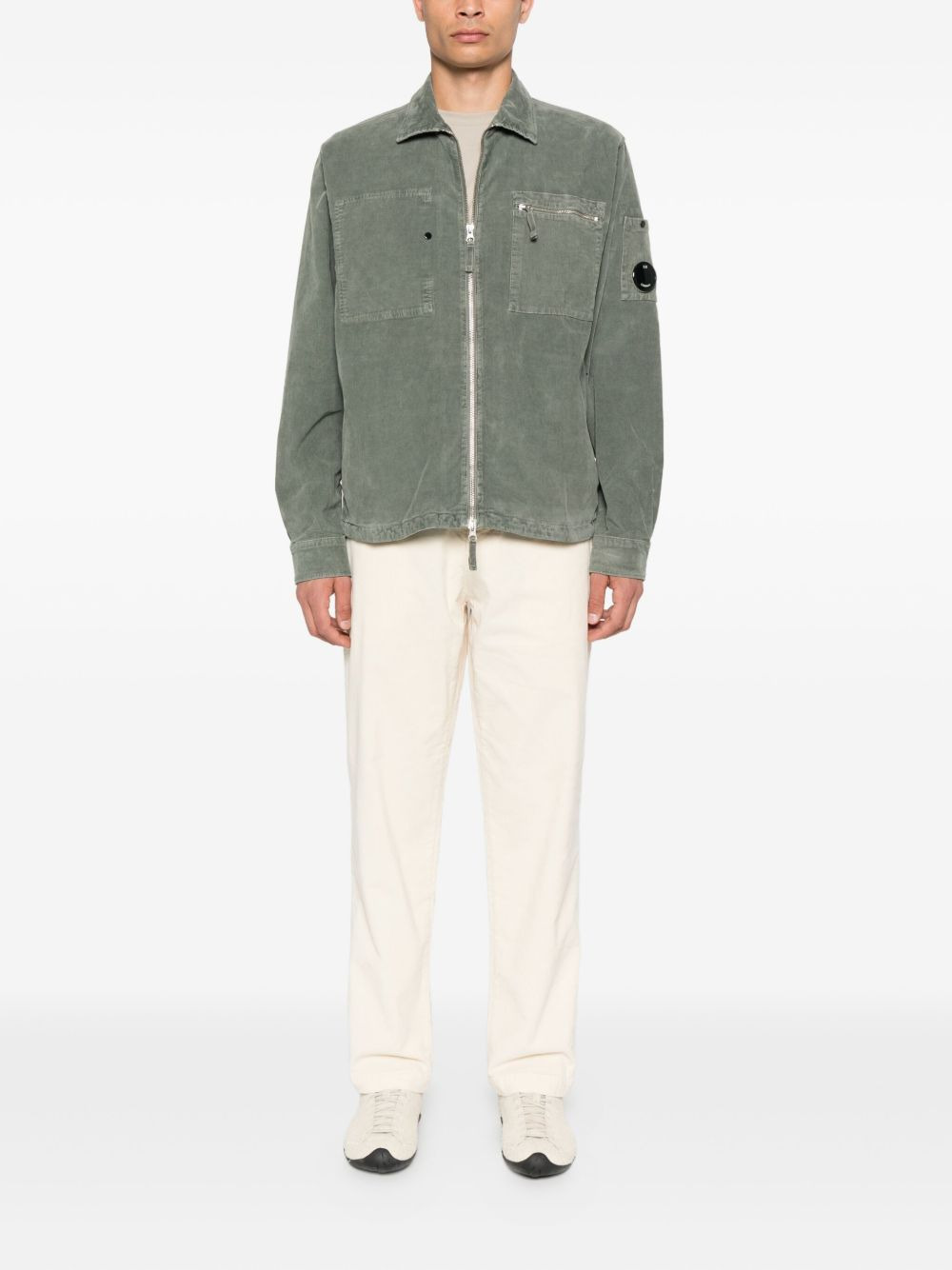 Lens-detail corduroy shirt jacket - 2
