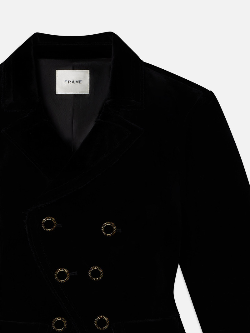 Shrunken Velvet Blazer in Black 4