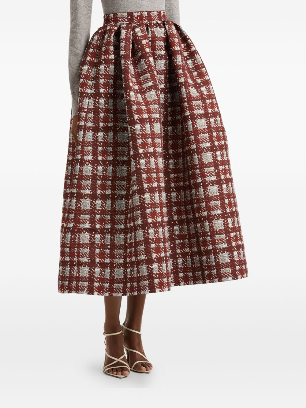 pleated plaid midi skirt - 4