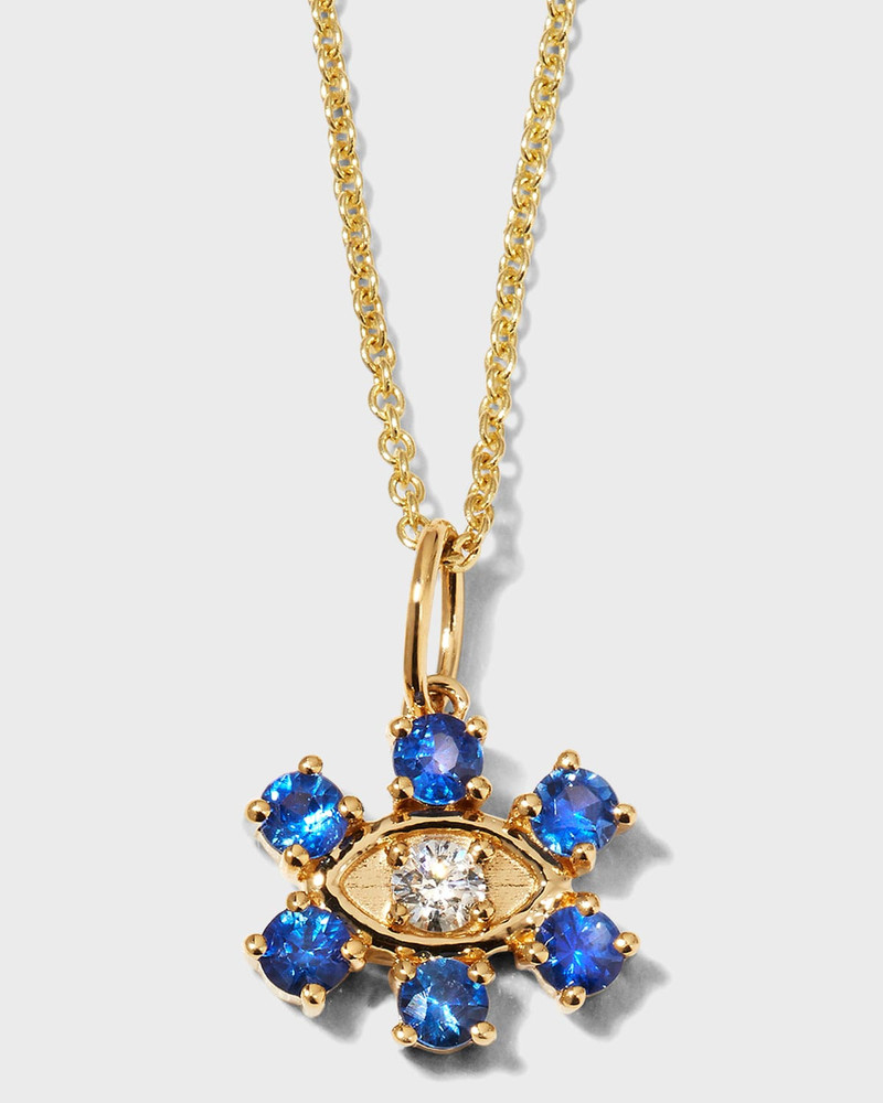Eye with Stone Surrounding Sapphire Necklace 1