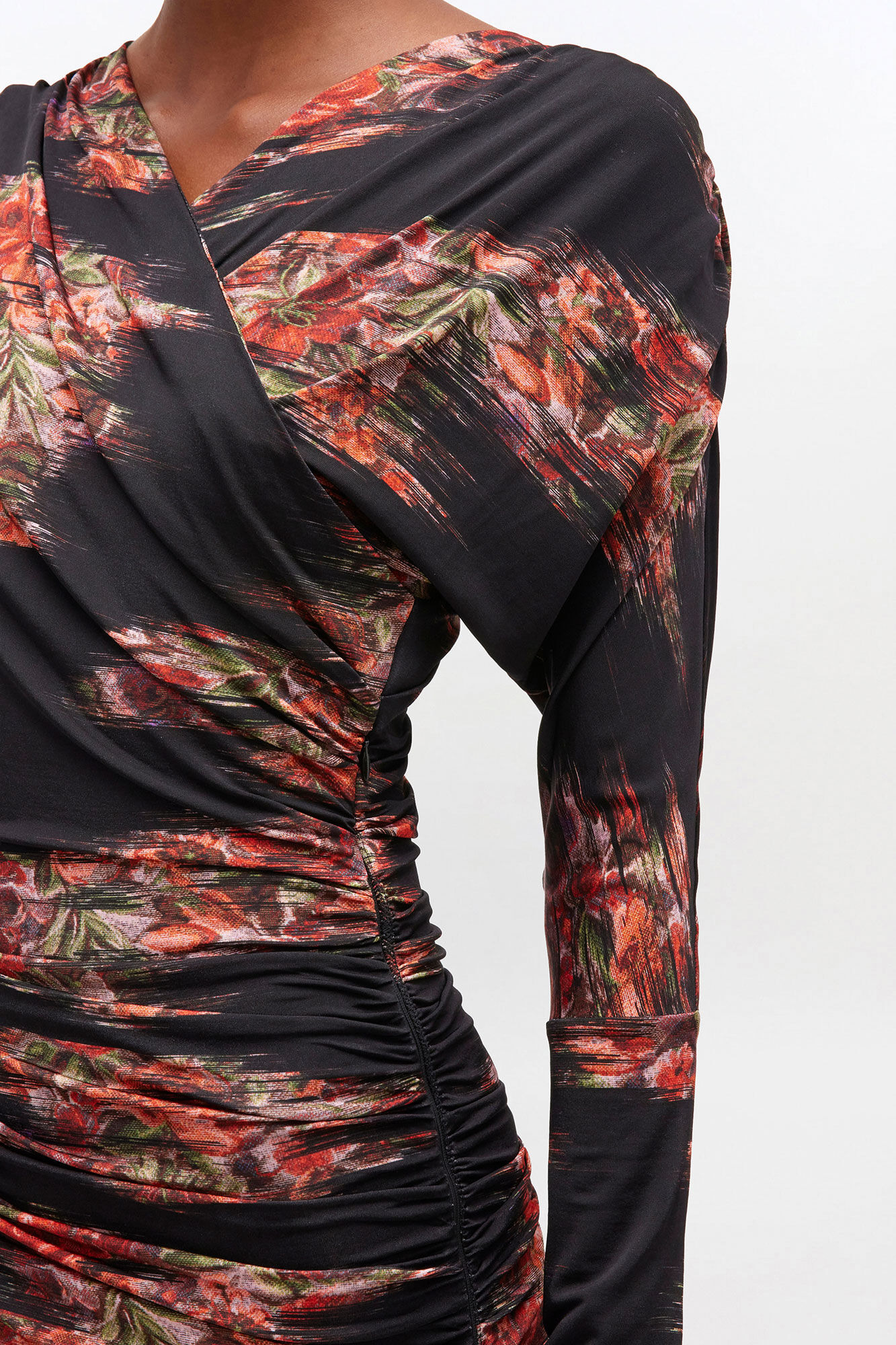 FLORAL RUCHED DRESS - 4