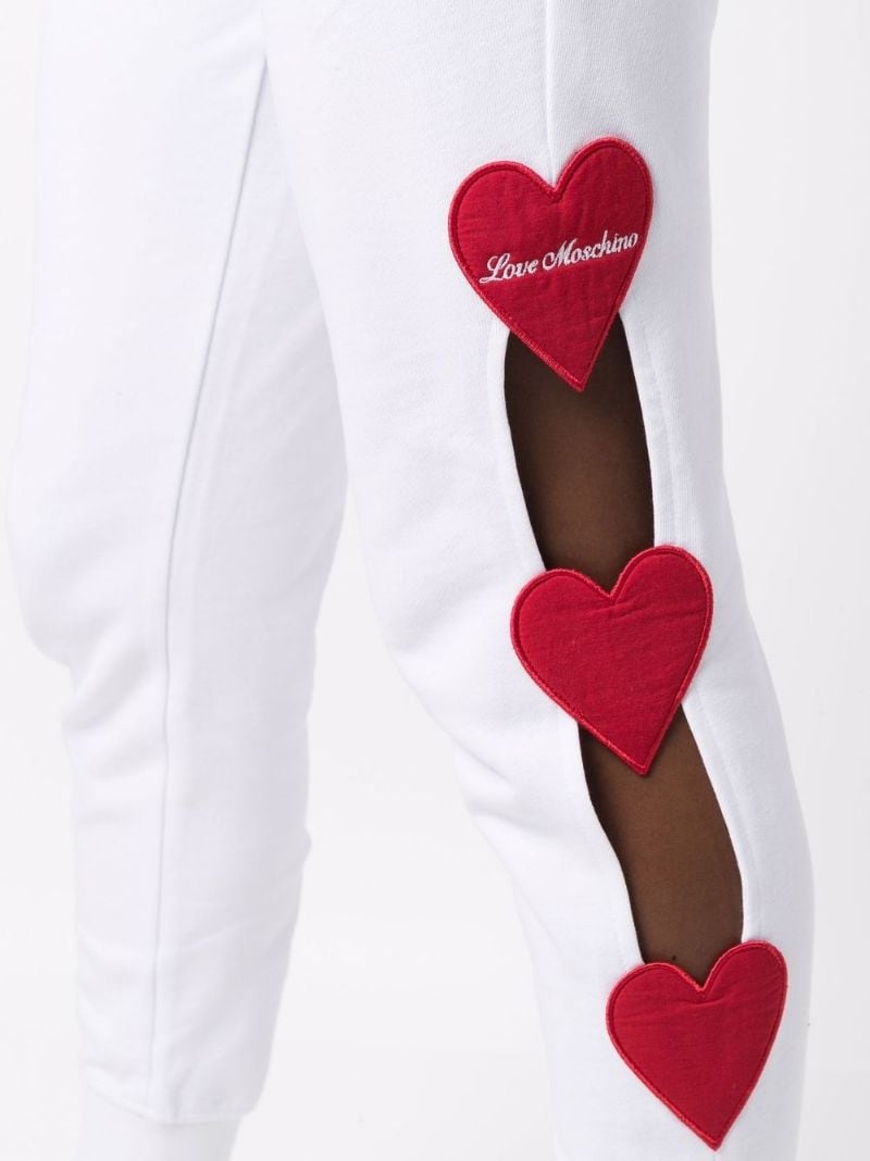 heart logo-patch cut-out track pants - 8