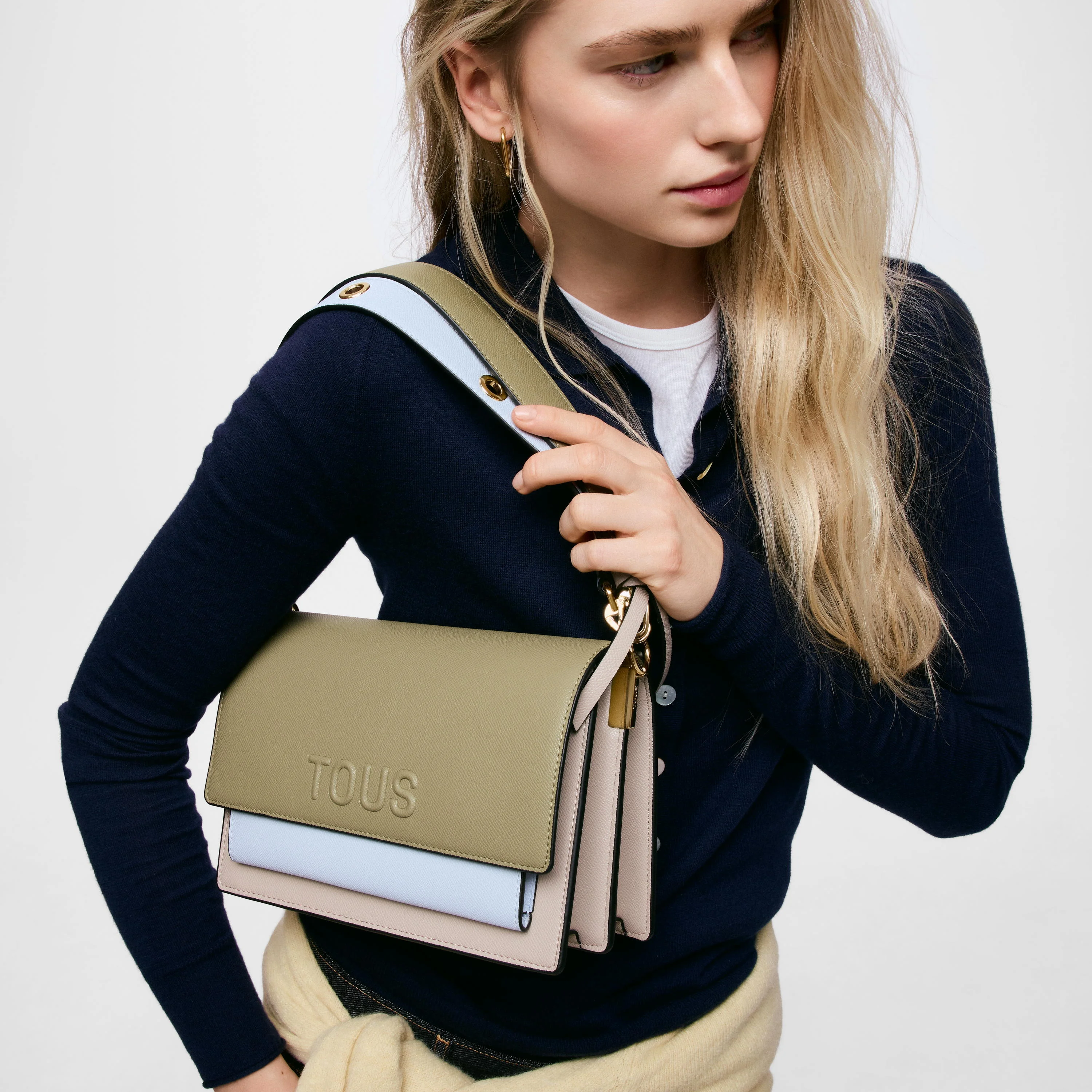 Medium taupe and green Crossbody bag TOUS Audree Saffiano - 1