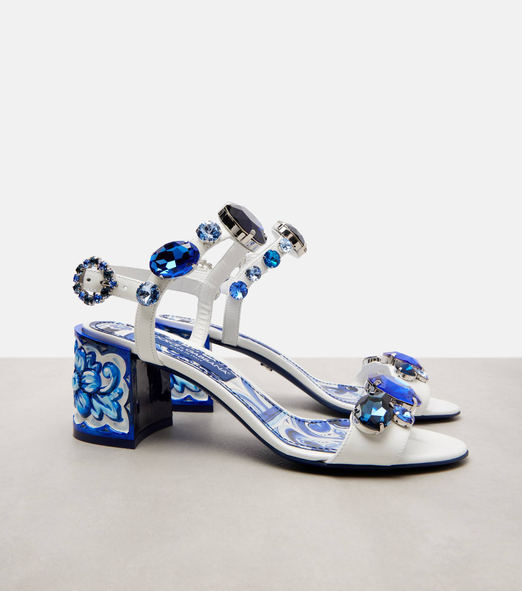 Majolica embellished leather sandals - 5