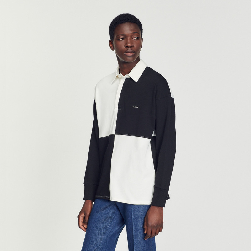 Sandro Organic cotton rugby polo shirt outlook