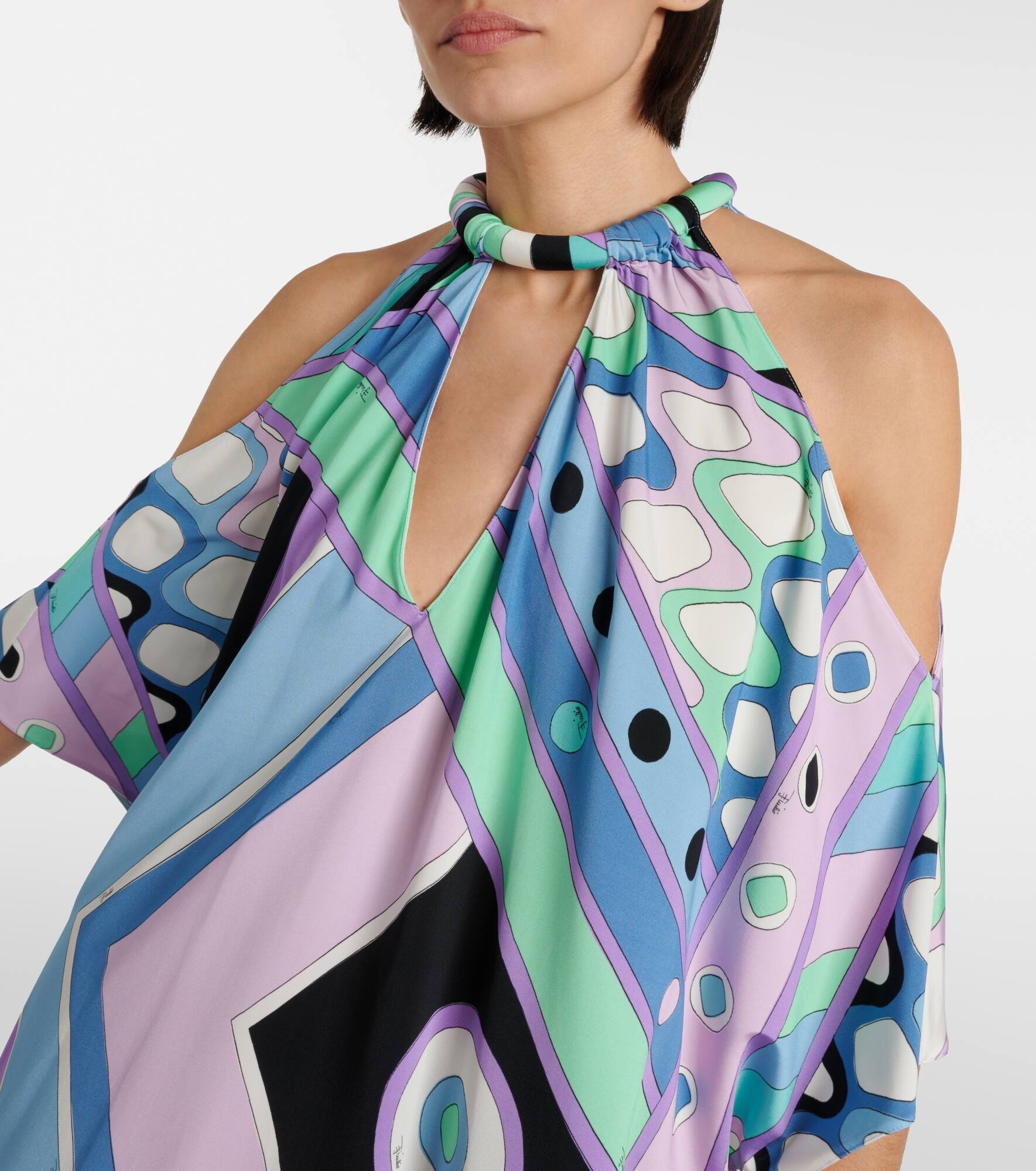Vivara-print jersey satin kaftan - 4