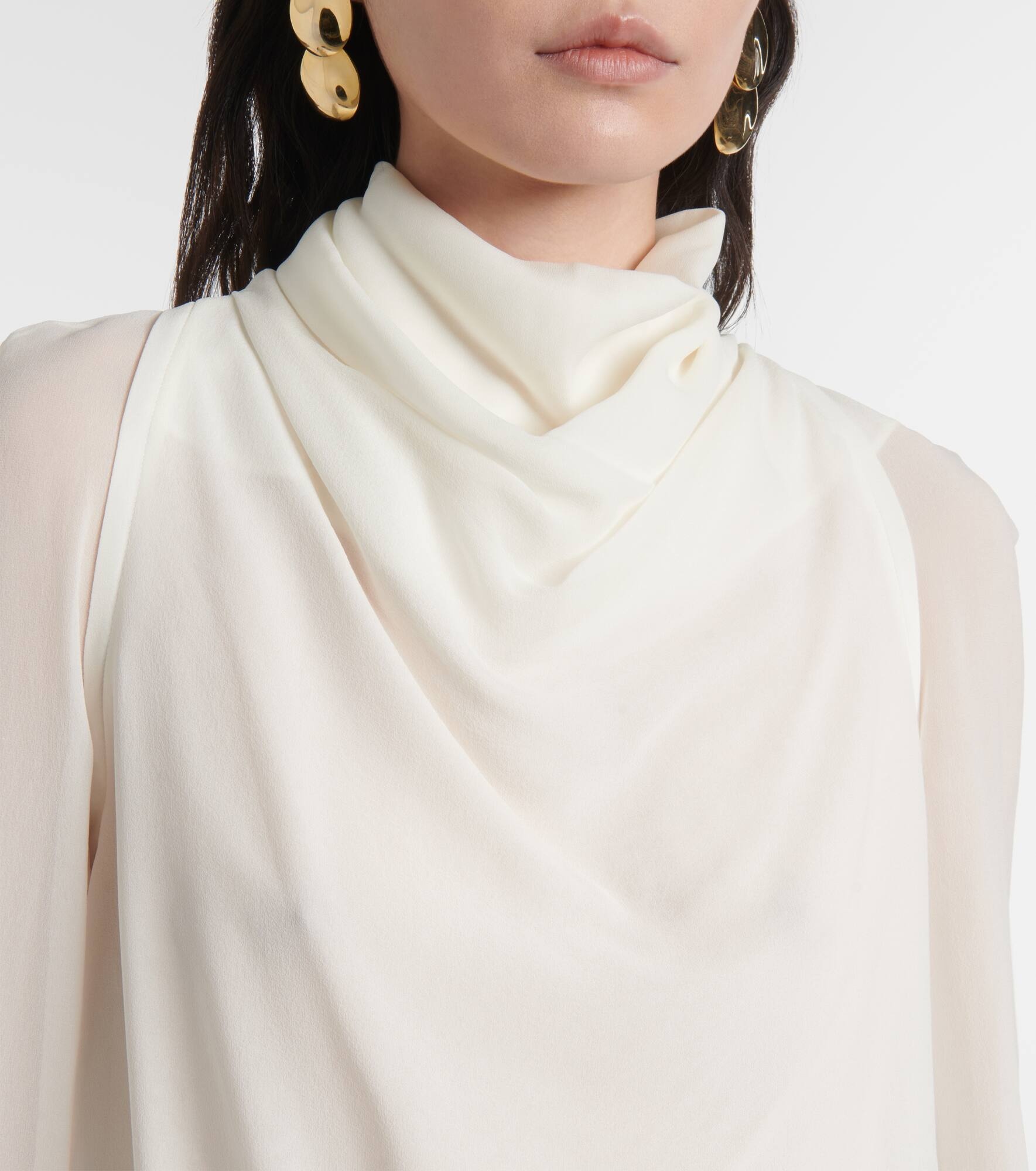 Cara draped high-neck silk top - 4