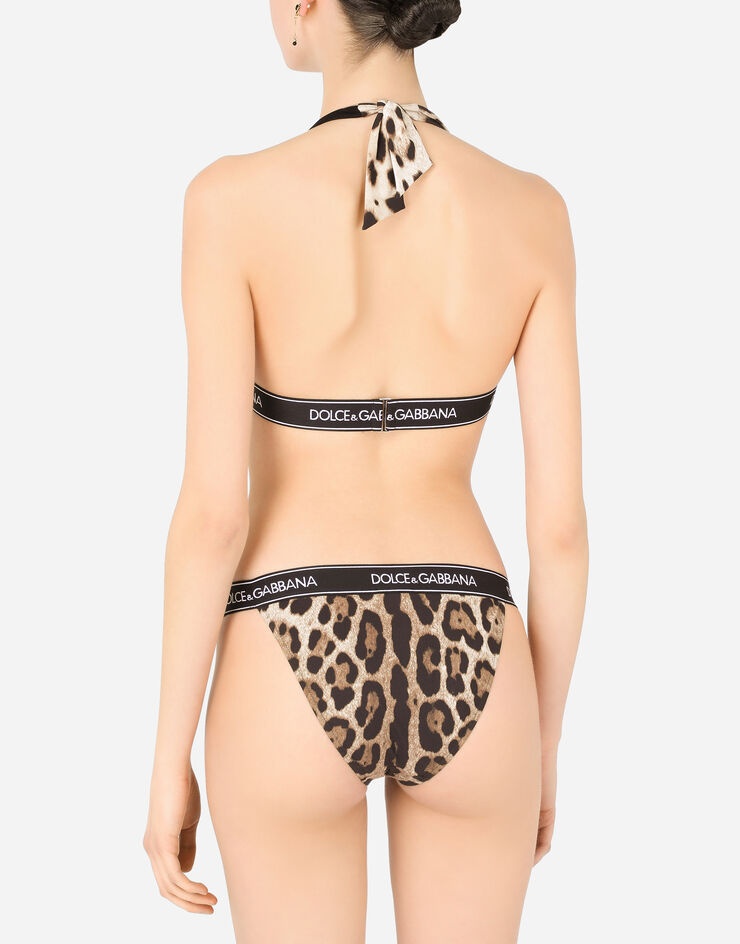 Leopard-print bikini with branded elastic - 5