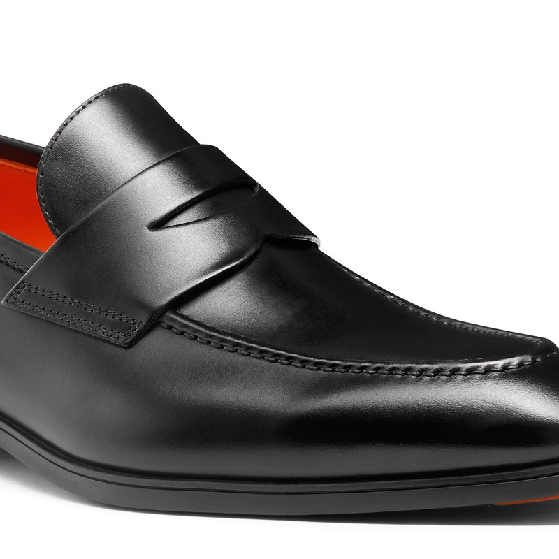 Men's black leather penny loafer 6