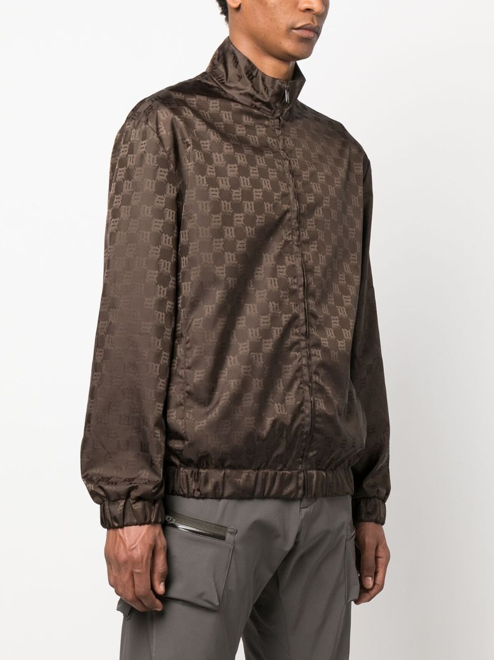 monogram-print zip-up jacket - 3