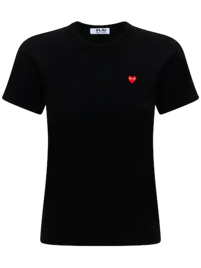 EMBROIDERED RED HEART COTTON T-SHIRT - 1