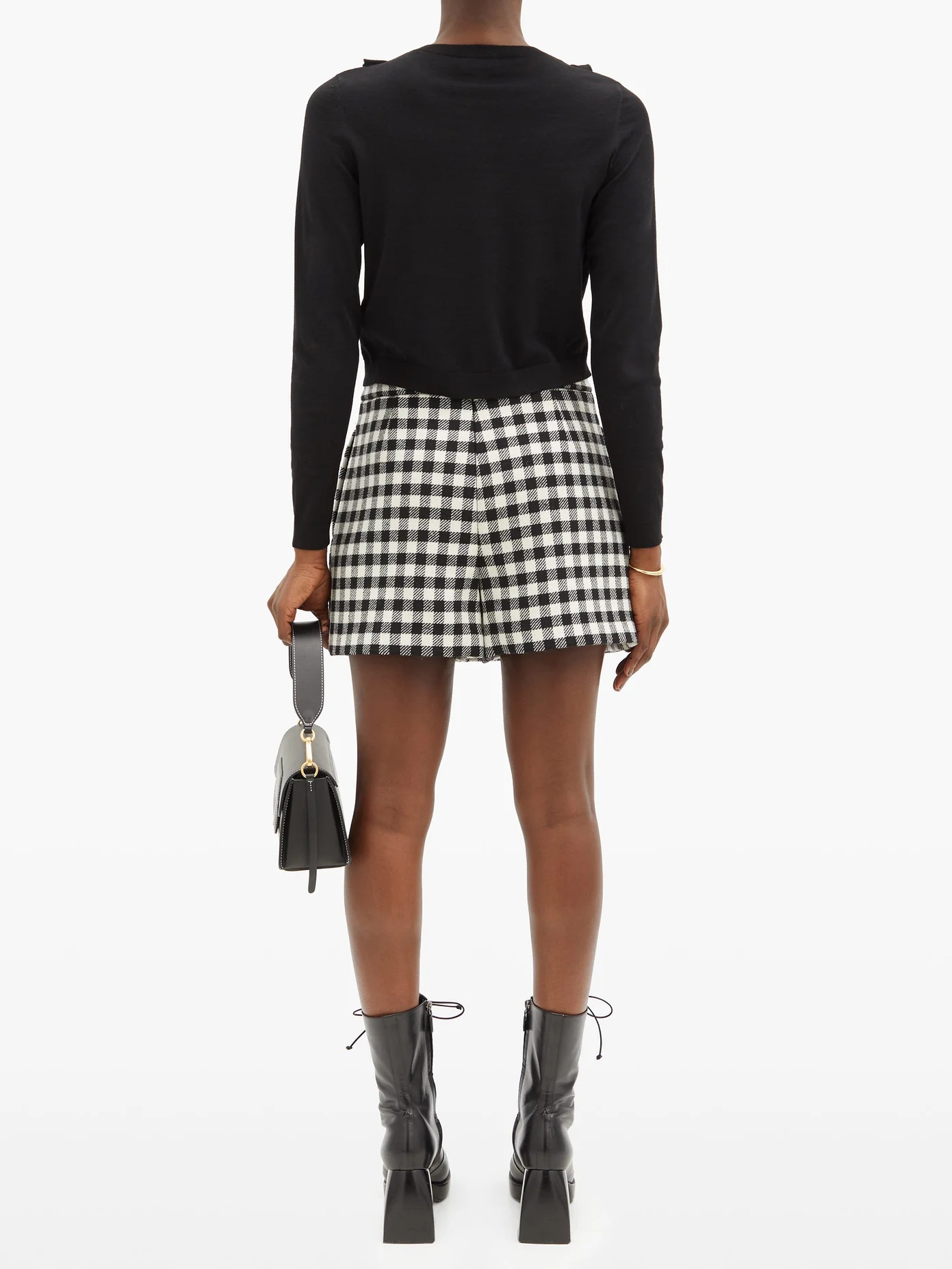 Checked wool-blend skort - 5