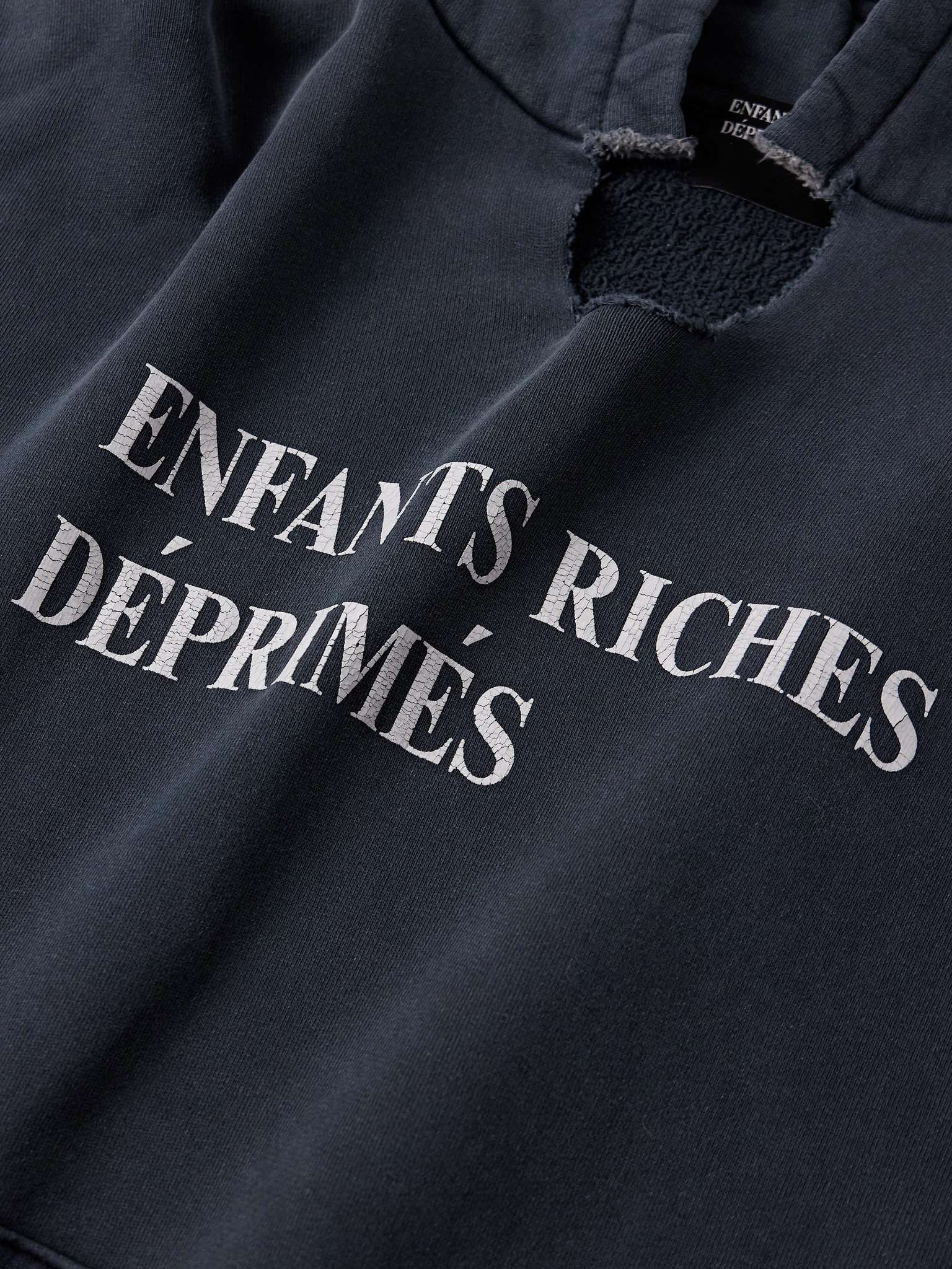 Distressed Logo-Print Cotton-Jersey Hoodie - 4