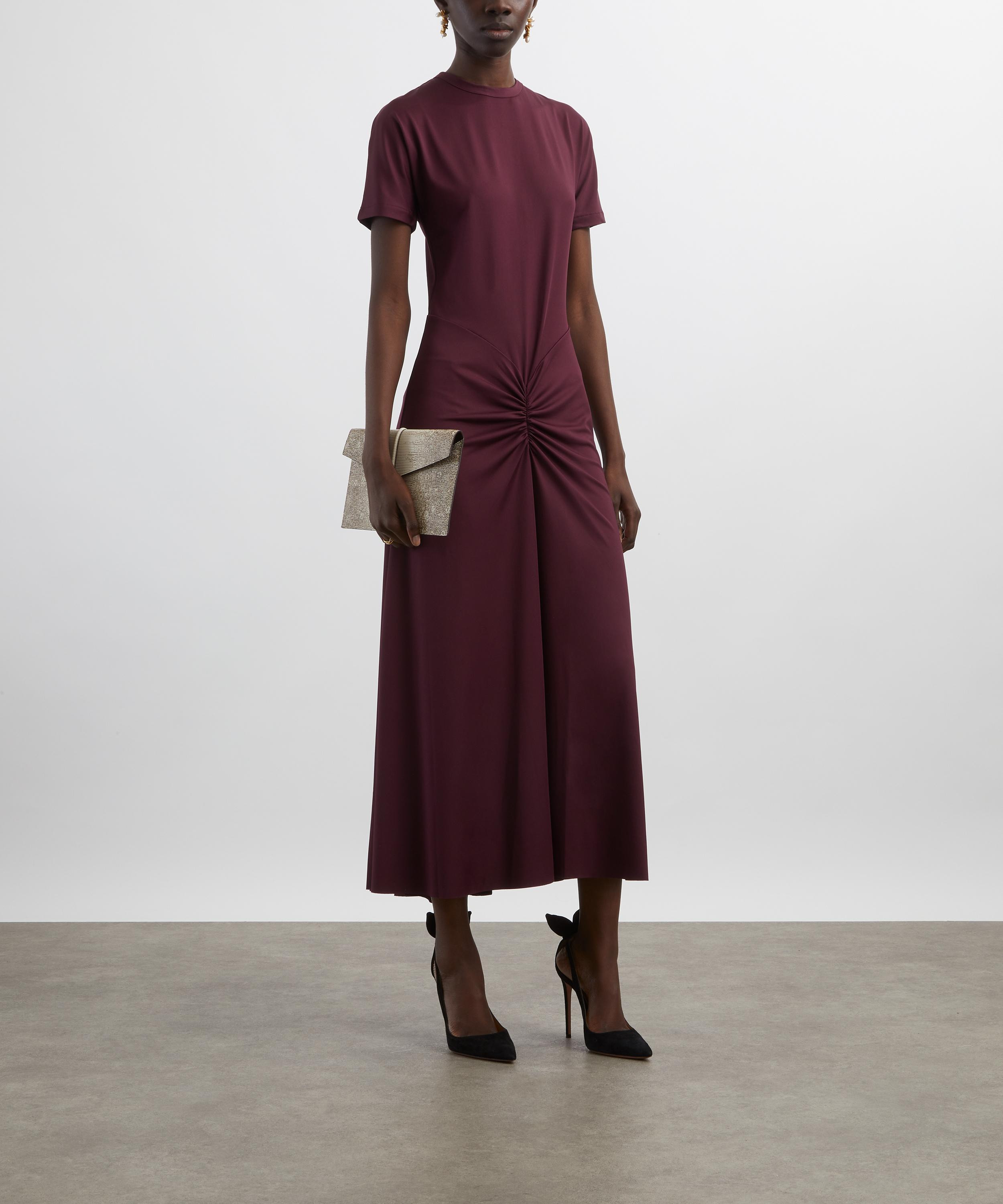 Merlot Gathered Detail T-Shirt Midi Dress - 2