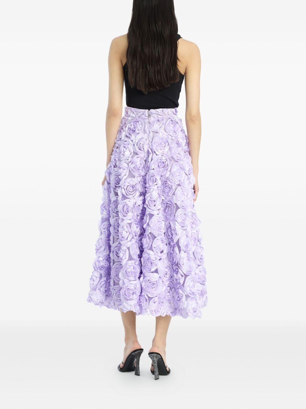 rose-embellished midi skirt - 3