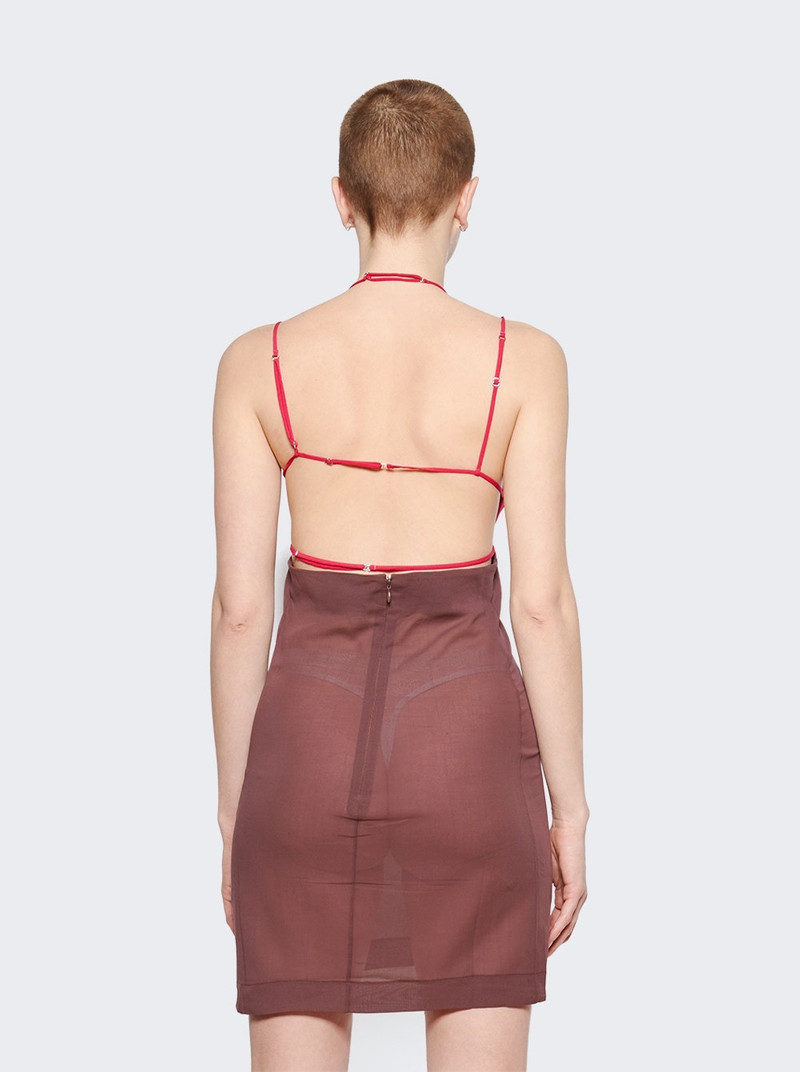 NENSI DOJAKA U Wire Bra Mini Dress Bitter Chocolate And Hot Pink outlook