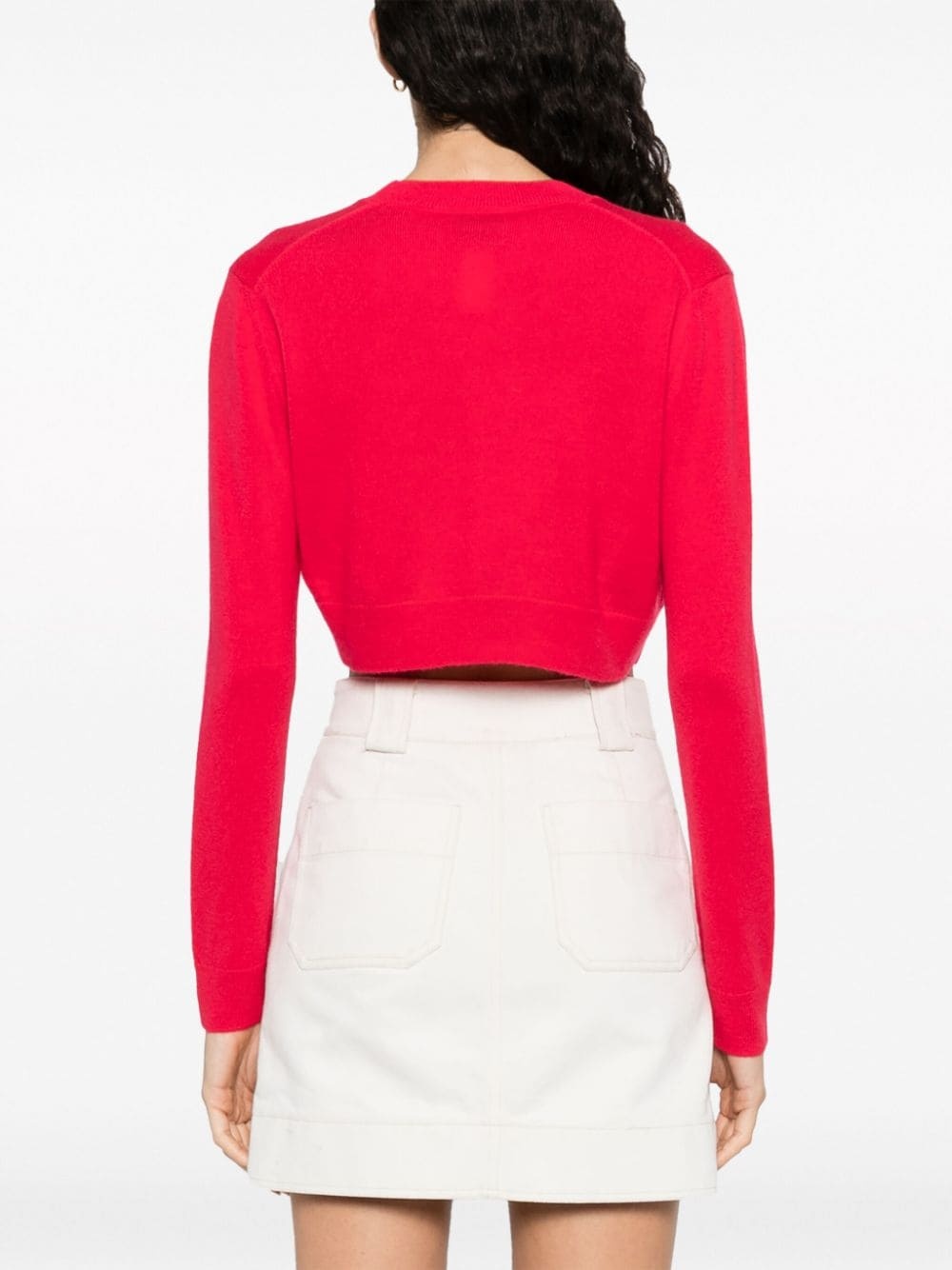 logo-embroidered cropped jumper - 4