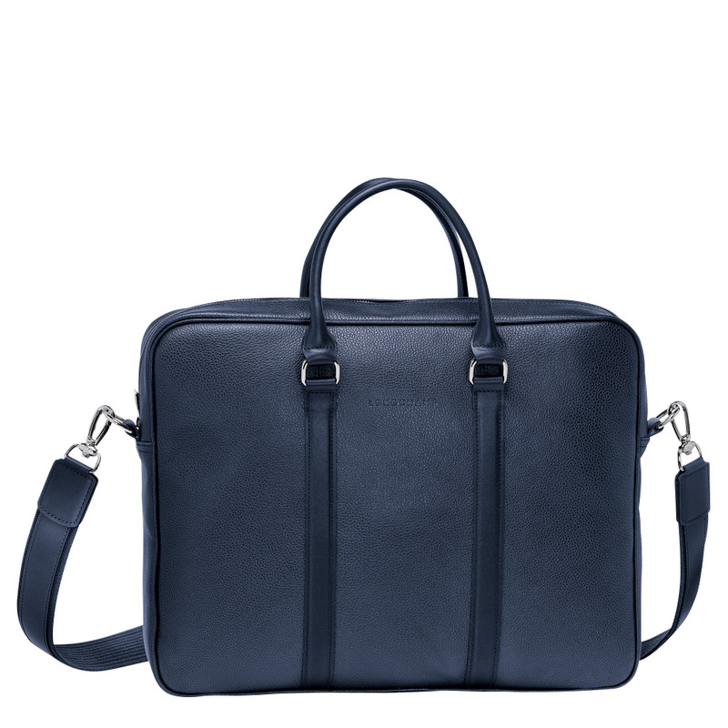 Le Foulonné S Briefcase Navy - Leather 1