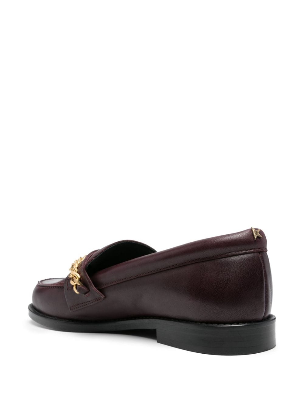 chain-link leather loafers - 3