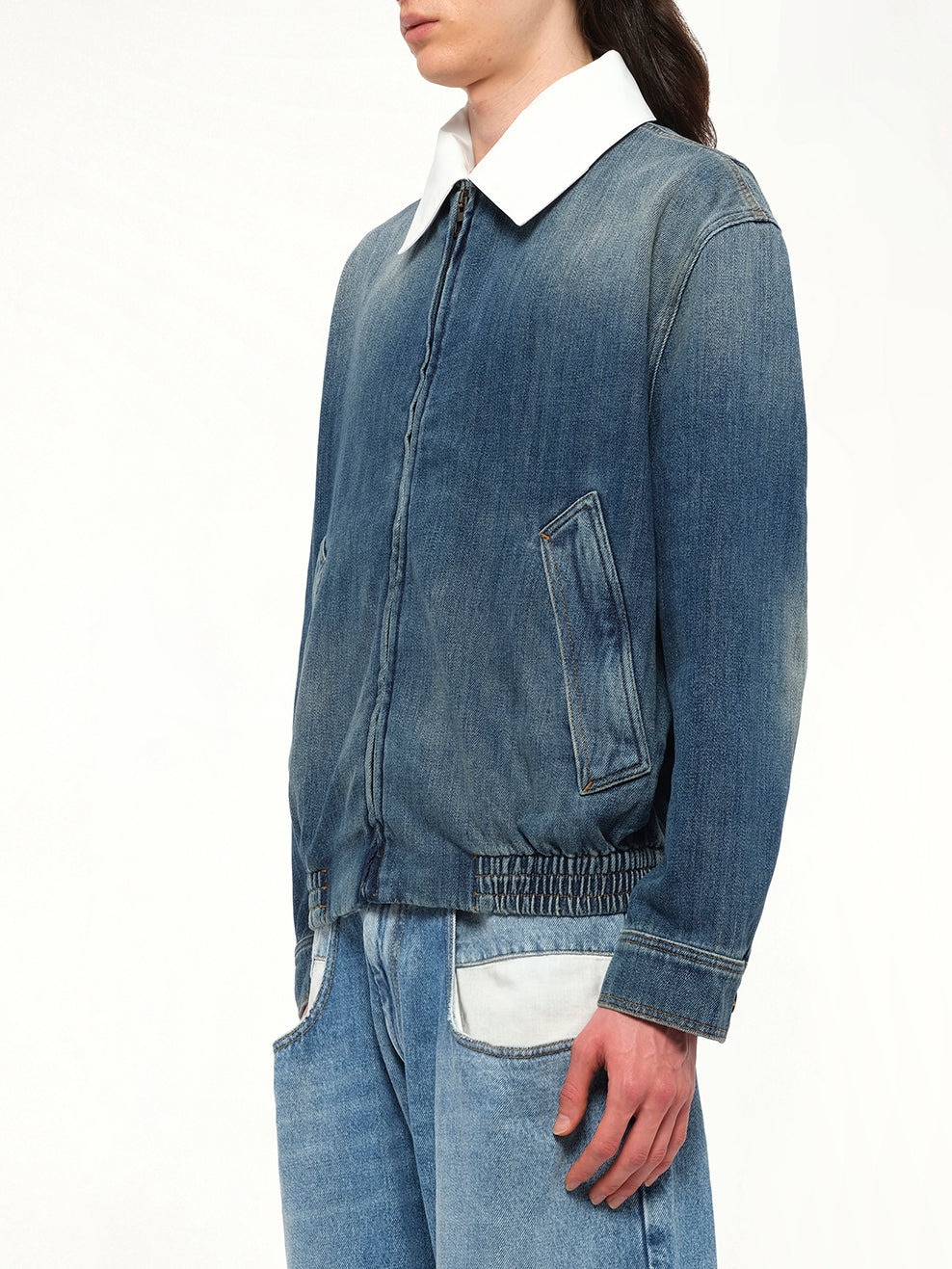 Zip-Up Denim Jacket in Blue - 3