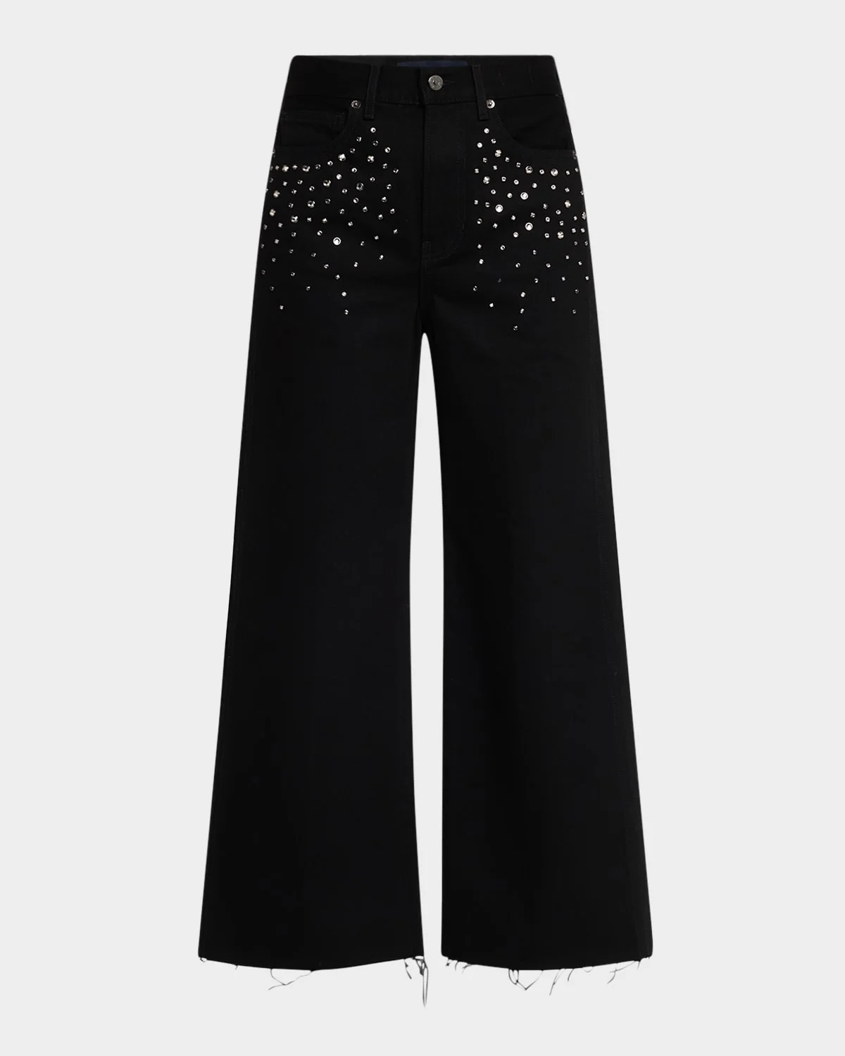 Taylor Cropped High-Rise Wide Embellished Jeans - 1