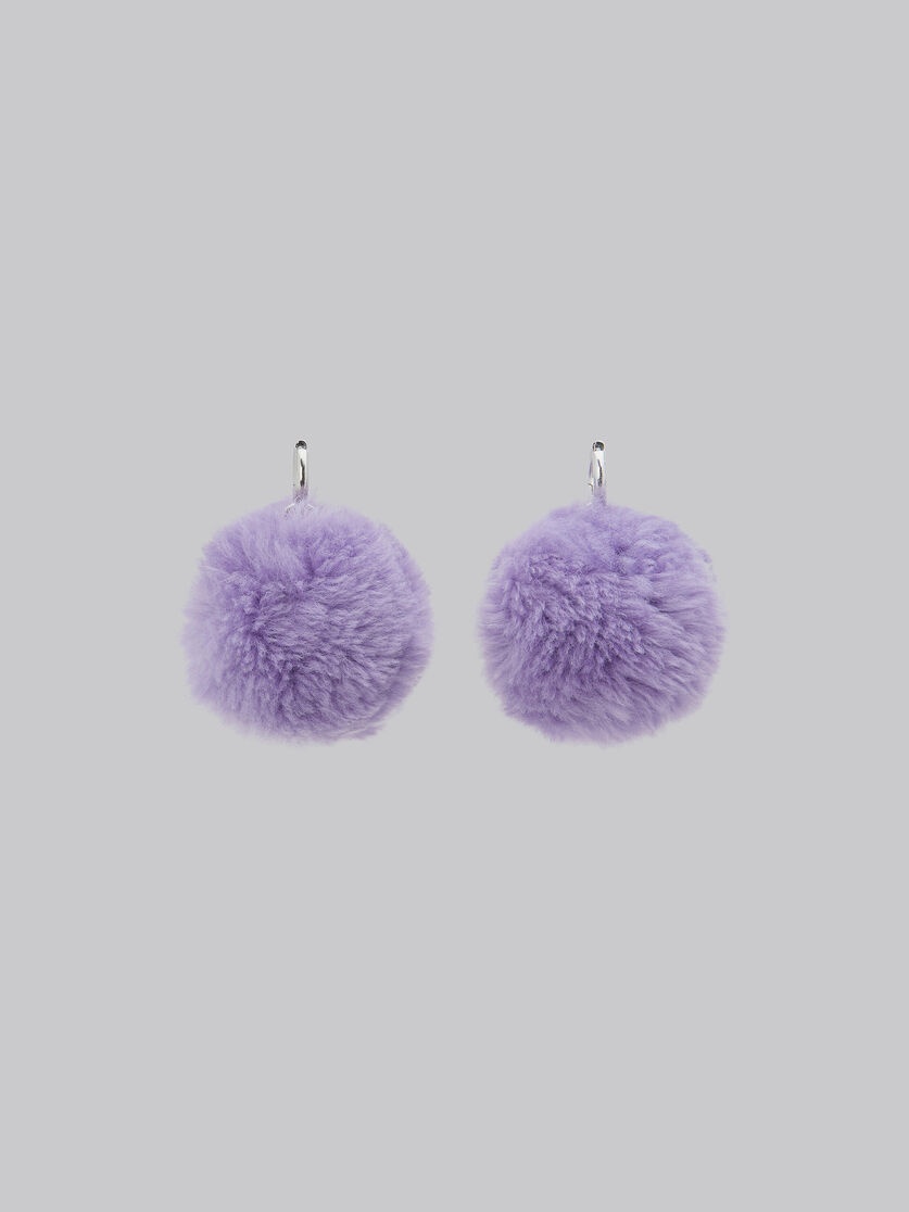 PURPLE FLUFFY POM-POM EARRINGS - 3