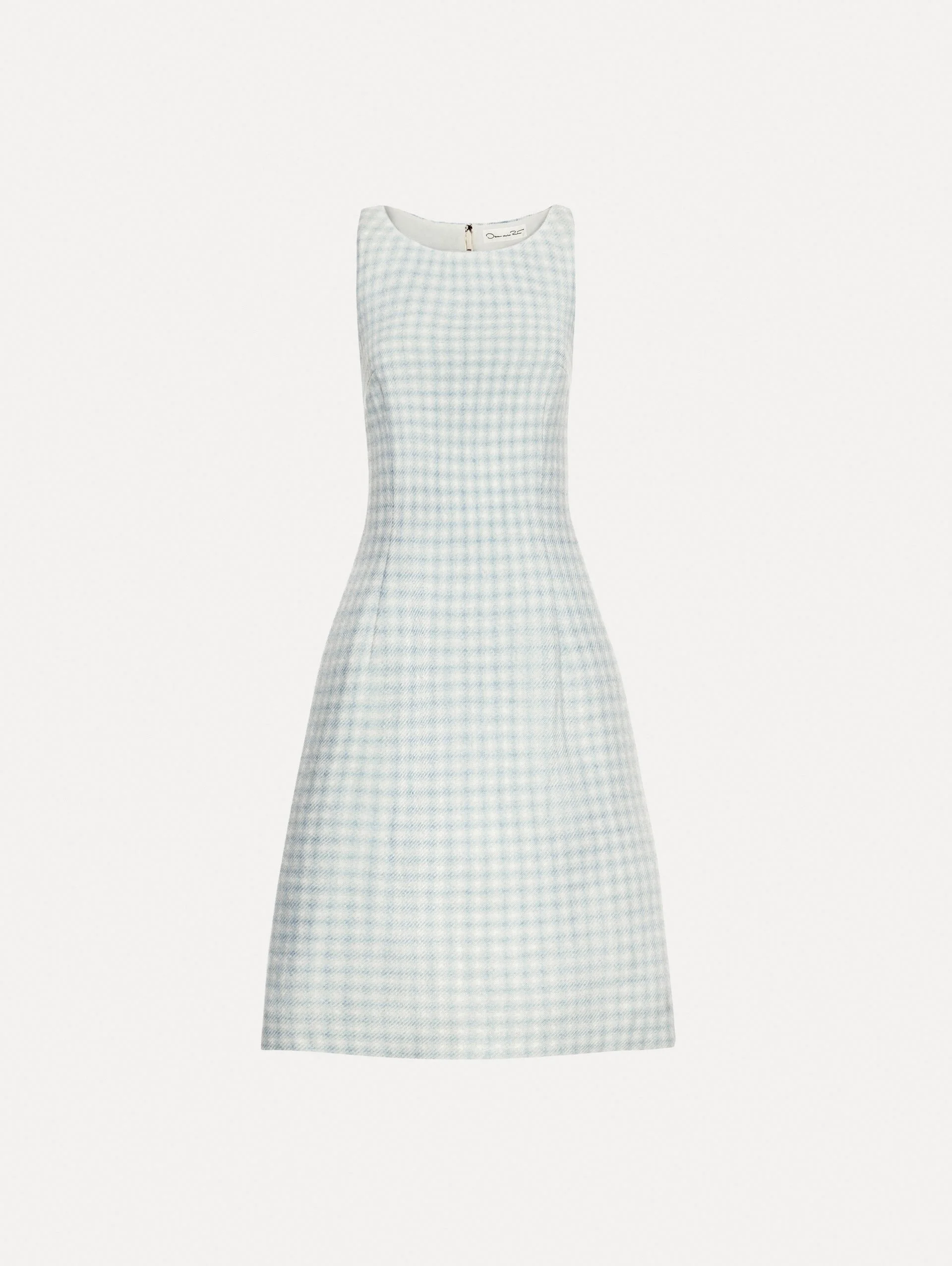 CHECKED TWEED SLEEVELESS DRESS - 1