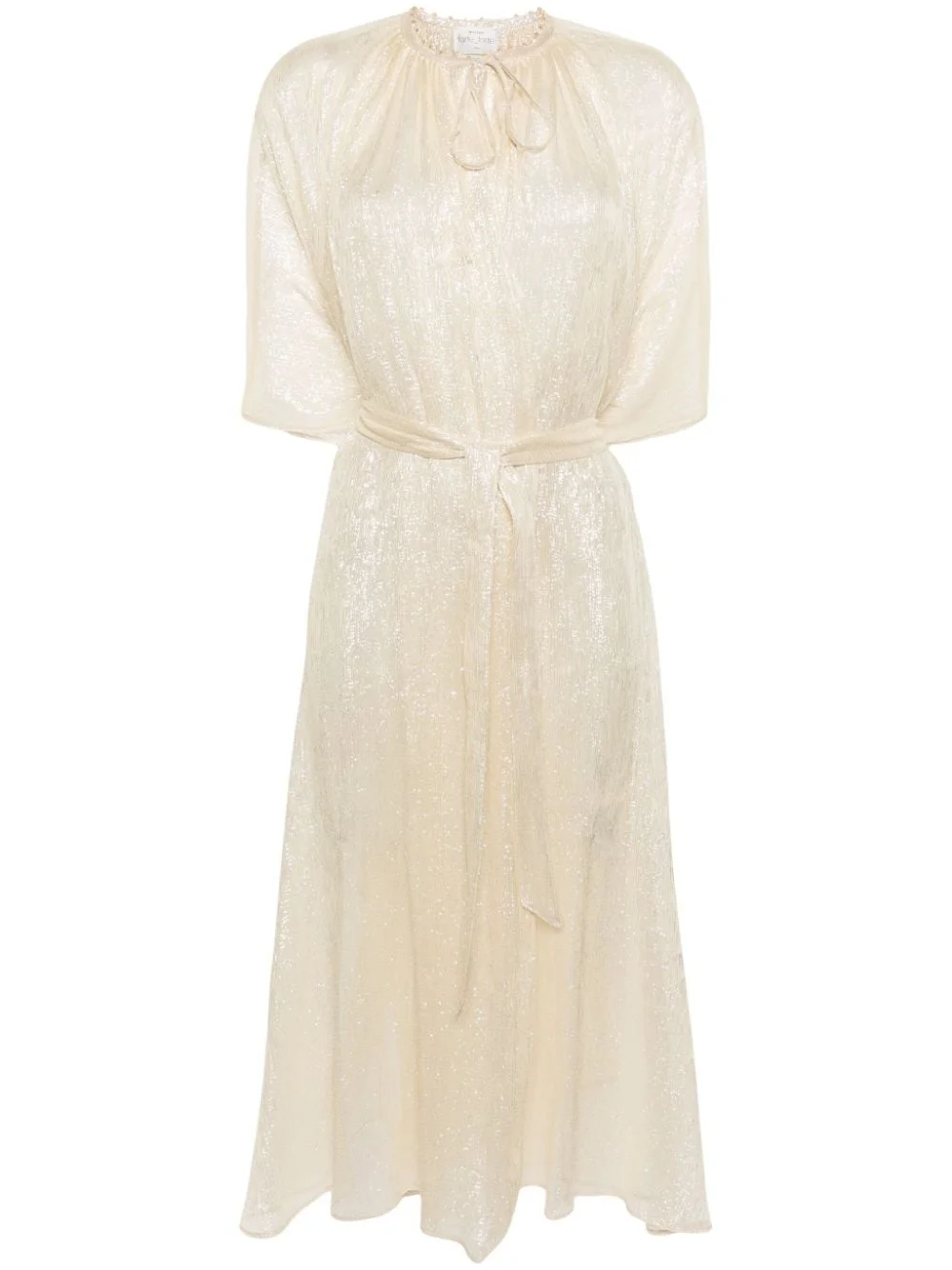 metallic-threading tied-waist coat - 1