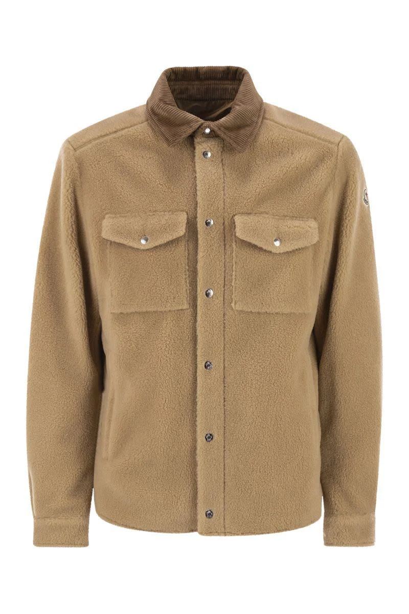 Moncler Shacket With Teddy-Effect Ribbed Velvet Trim - 1