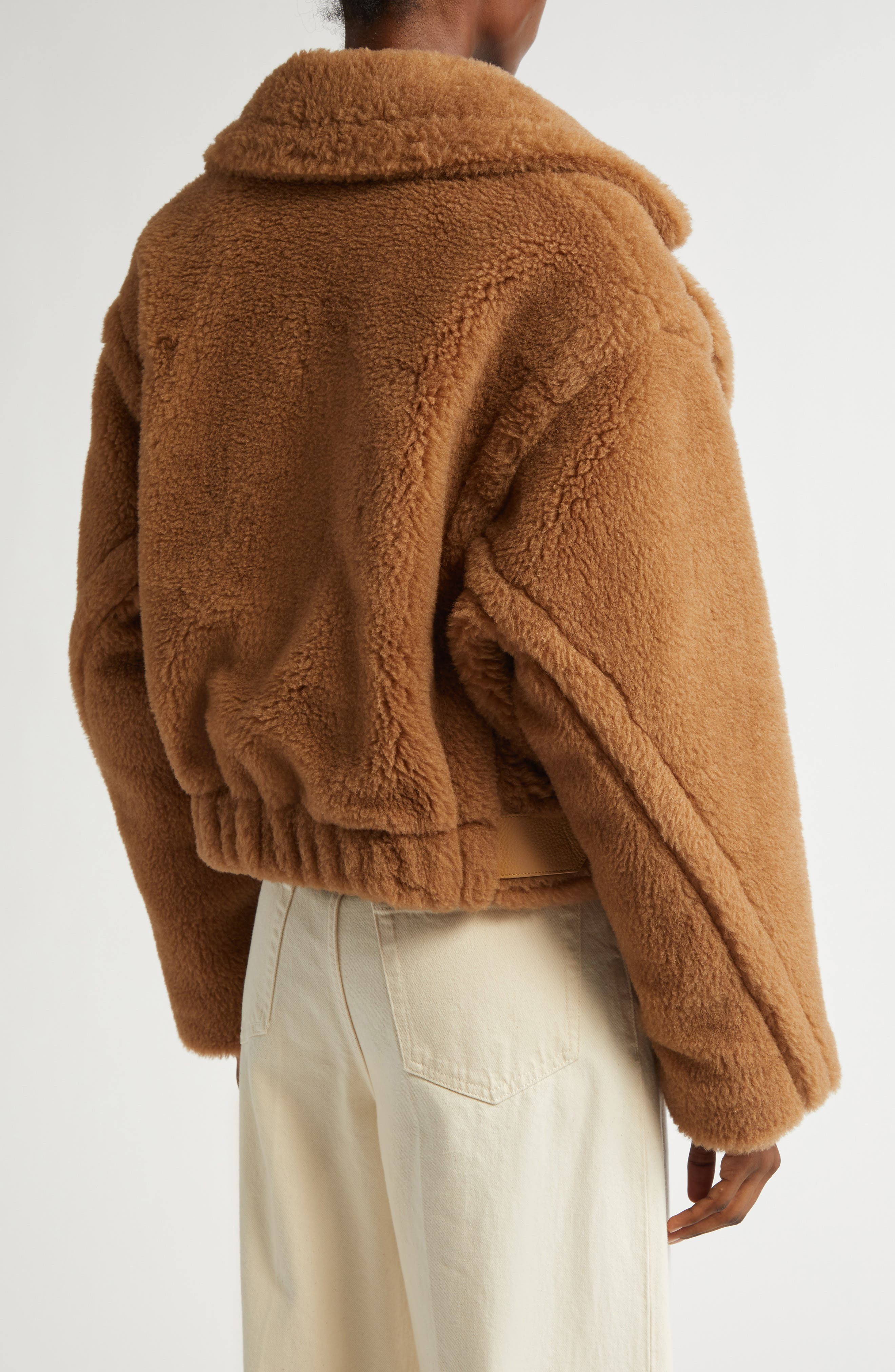 Max Mara Gardone Teddy Bear Icon Crop Jacket in Camel at Nordstrom - 2