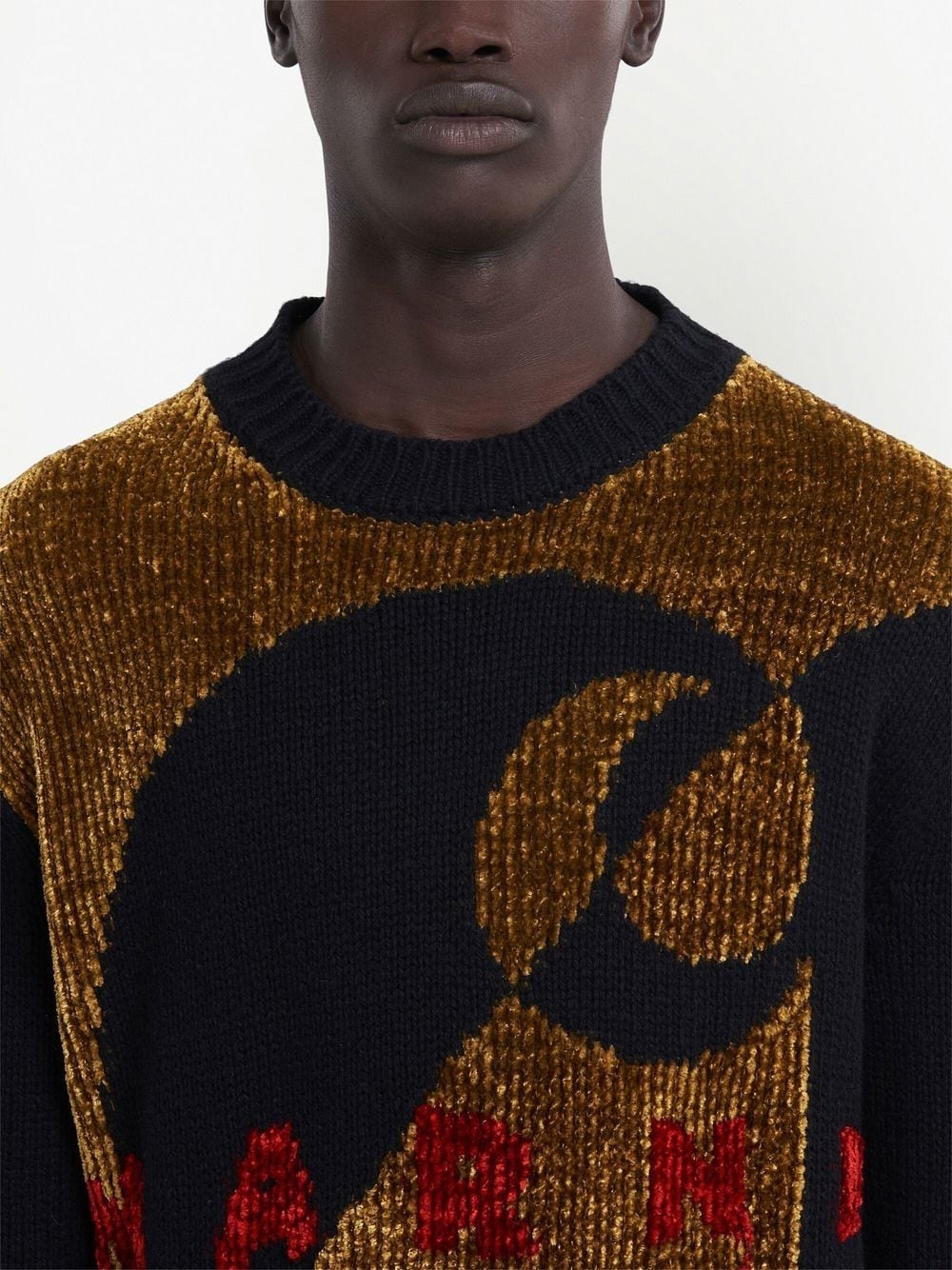velvet-effect logo knit jumper - 4