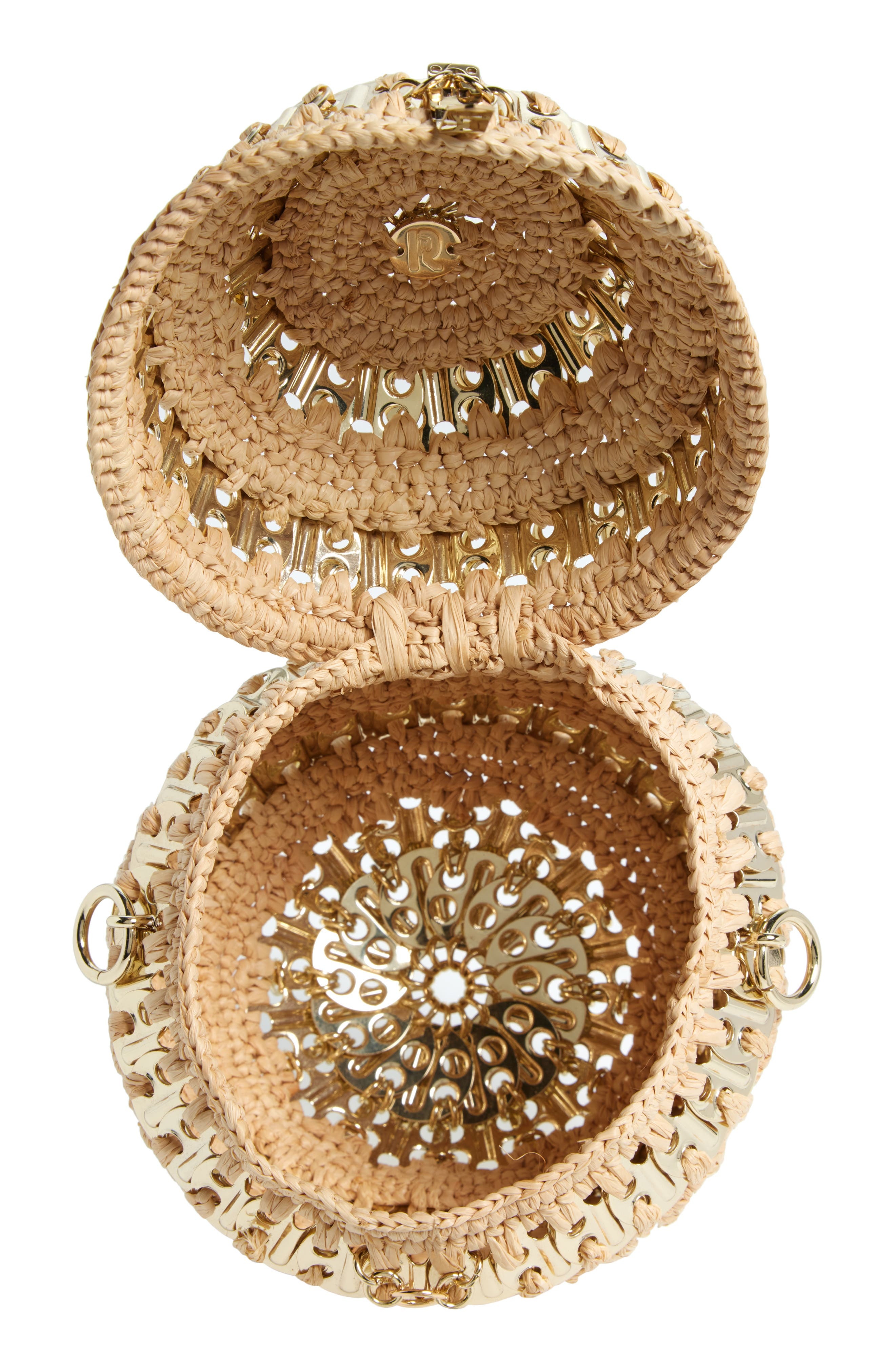 Rabanne 1969 Ball Raffia Shoulder Bag in Natural /Light Gold at Nordstrom - 4