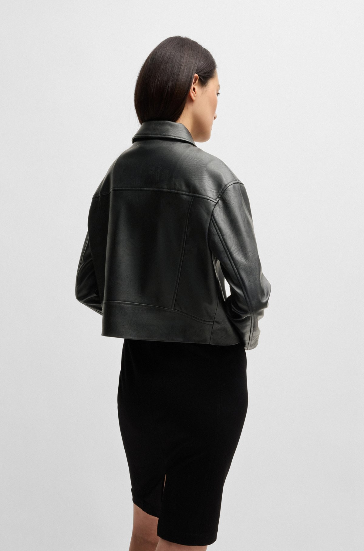FAUX-LEATHER BIKER-STYLE JACKET WITH SIGNATURE TRIMS - 4