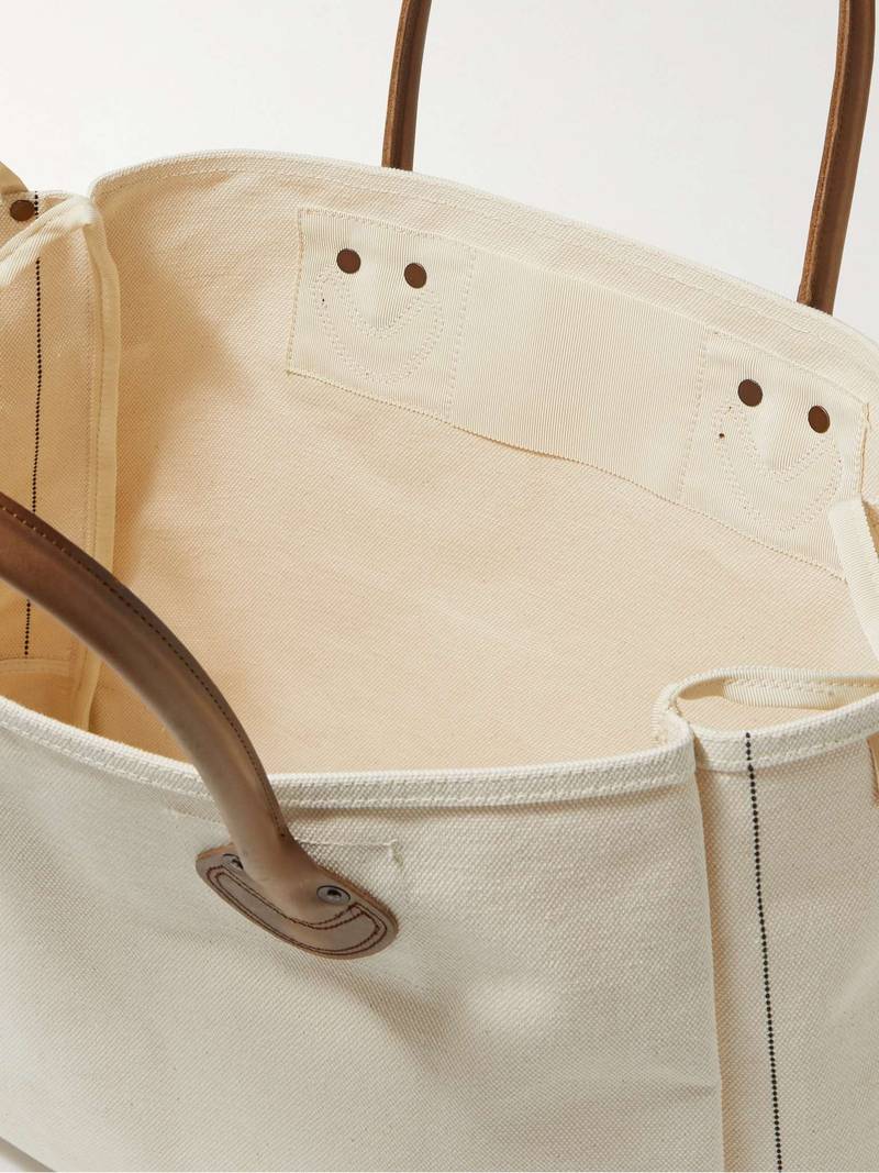 Smiley Leather-Trimmed Canvas Tote Bag 3