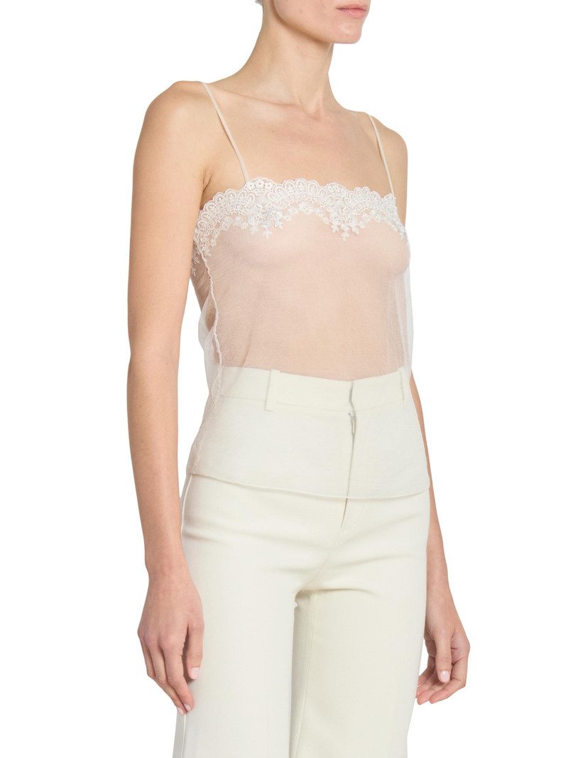 Women's Sheer Cami Top - Dusty White 4